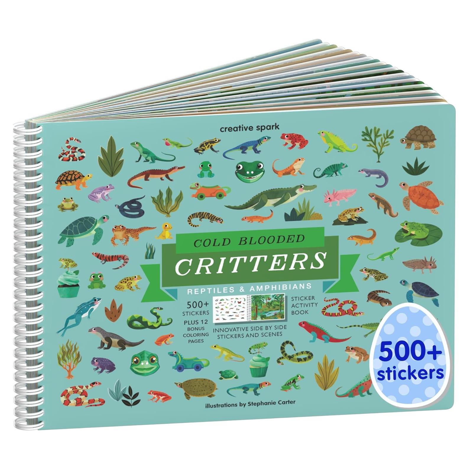 Libro de Stickers de Reptiles CUPKIN para Niños 500+ Stickers