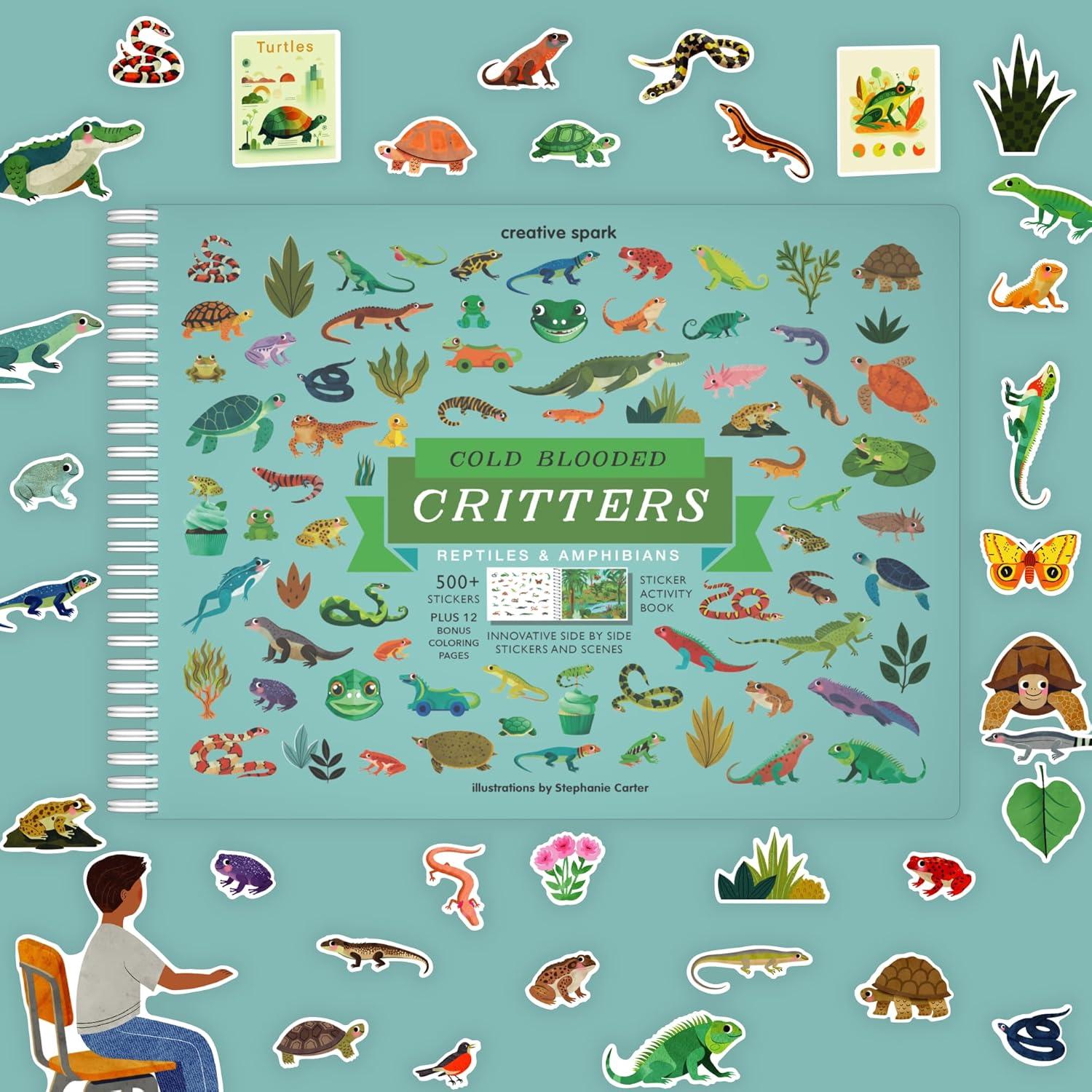 Libro de Stickers de Reptiles CUPKIN para Niños 500+ Stickers