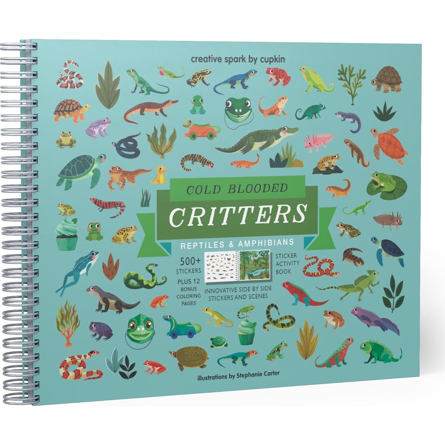 Libro de Stickers de Reptiles CUPKIN para Niños 500+ Stickers