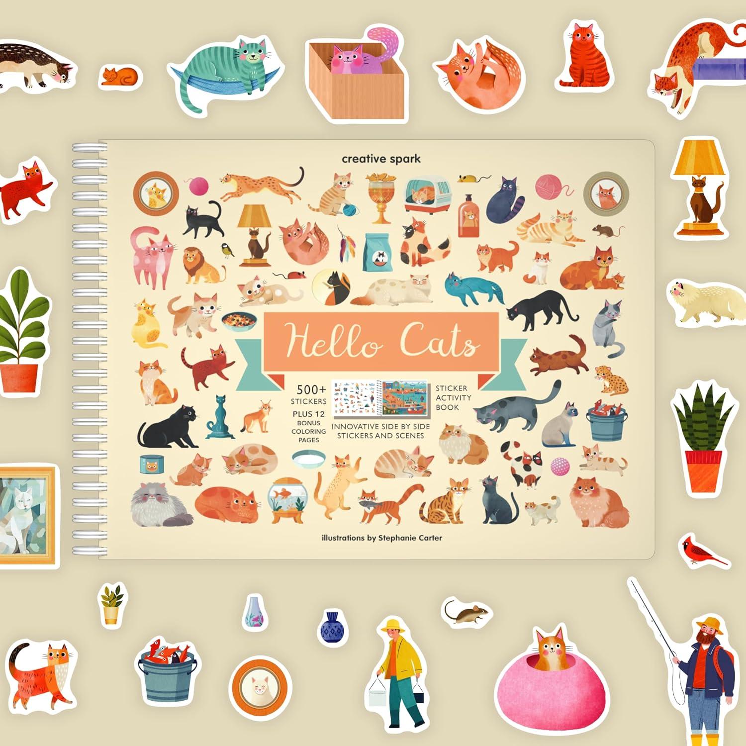 Libro de Pegatinas Hello Cats CUPKIN 500+ Pegatinas para Niños