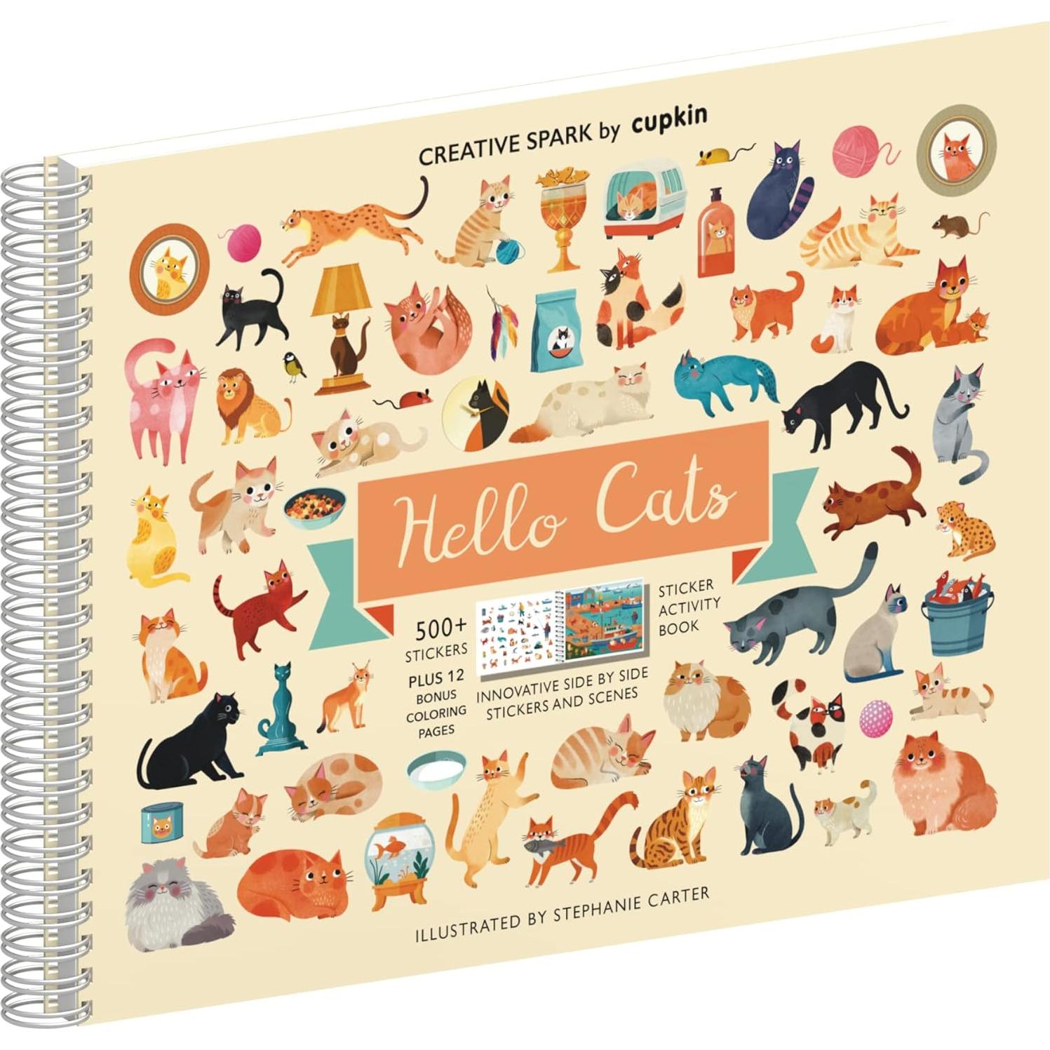 Libro de Pegatinas Hello Cats CUPKIN 500+ Pegatinas para Niños