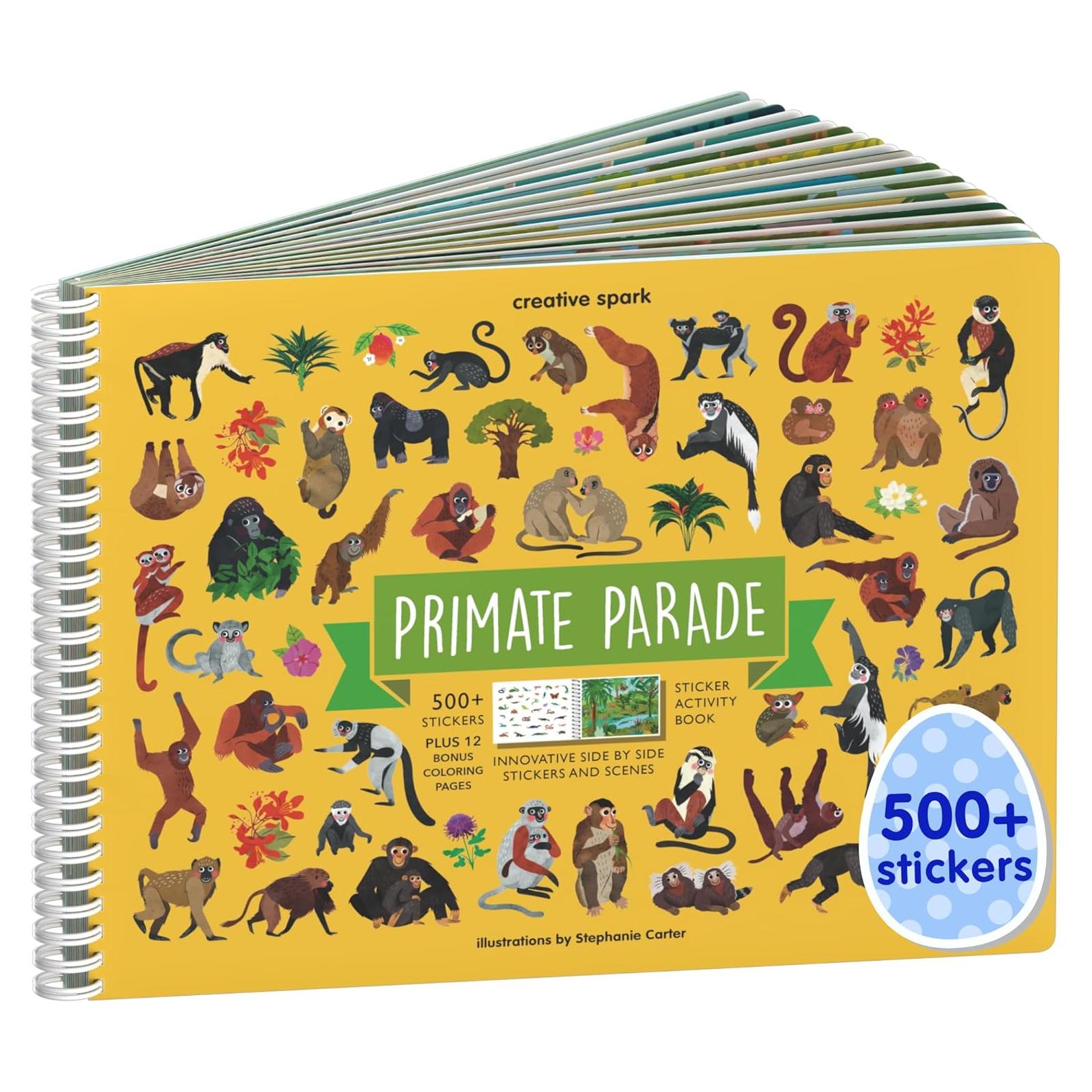 Libro de Pegatinas de Animales CUPKIN Mono 500+ Pegatinas