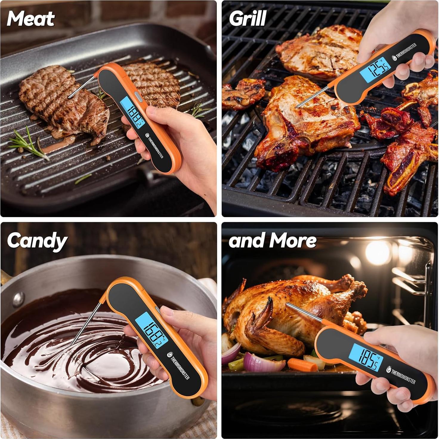 Termómetro Digital de Carne ThermoMonster Naranja 0.5s Preciso