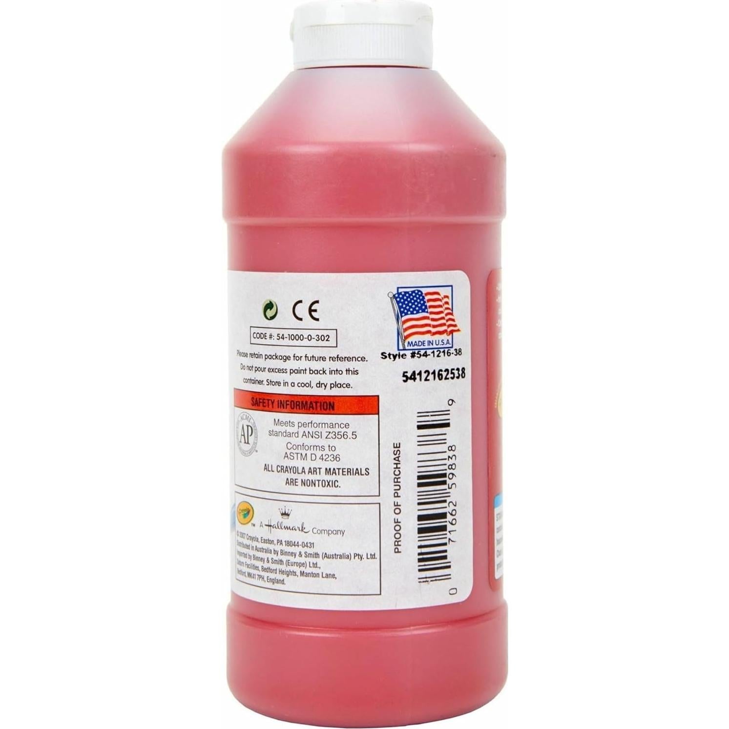 Pintura Tempera Crayola Premier 473ml Roja No Tóxica