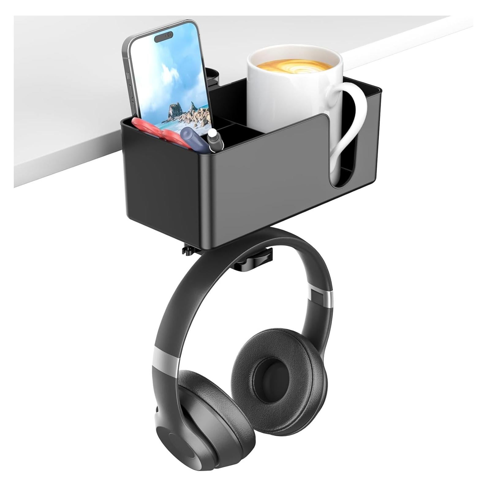 Soporte 4 en 1 KDD para Taza y Auriculares - Negro