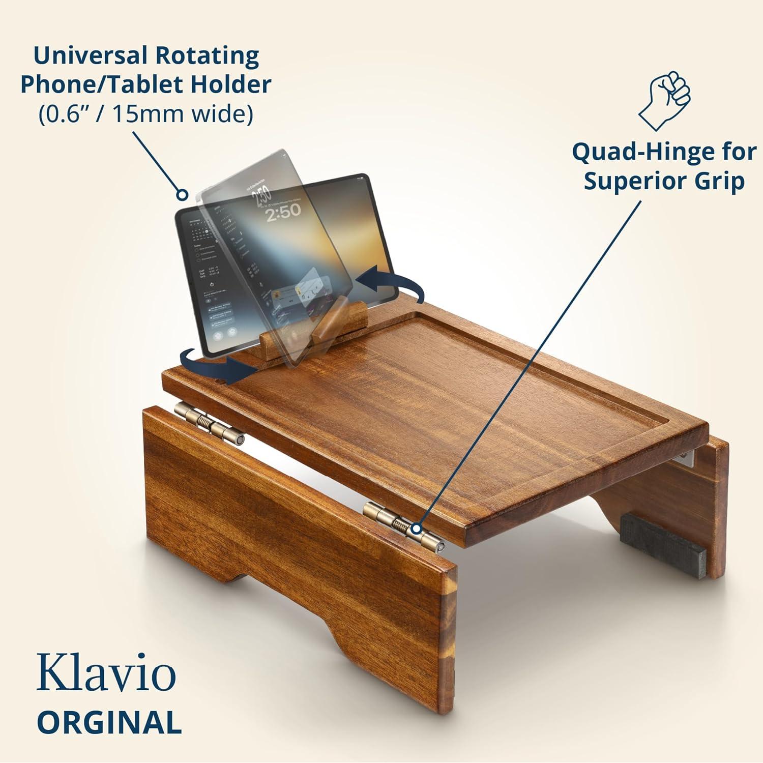 Bandeja de Sofá Klavio Acacia con Soporte para Teléfono