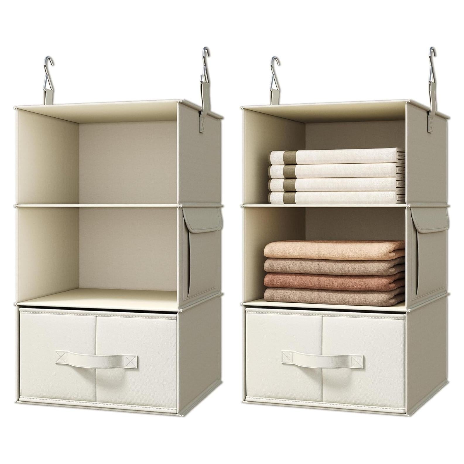 Organizador de Closet Colgante Vailando 3 Estantes Beige - Juego de 2