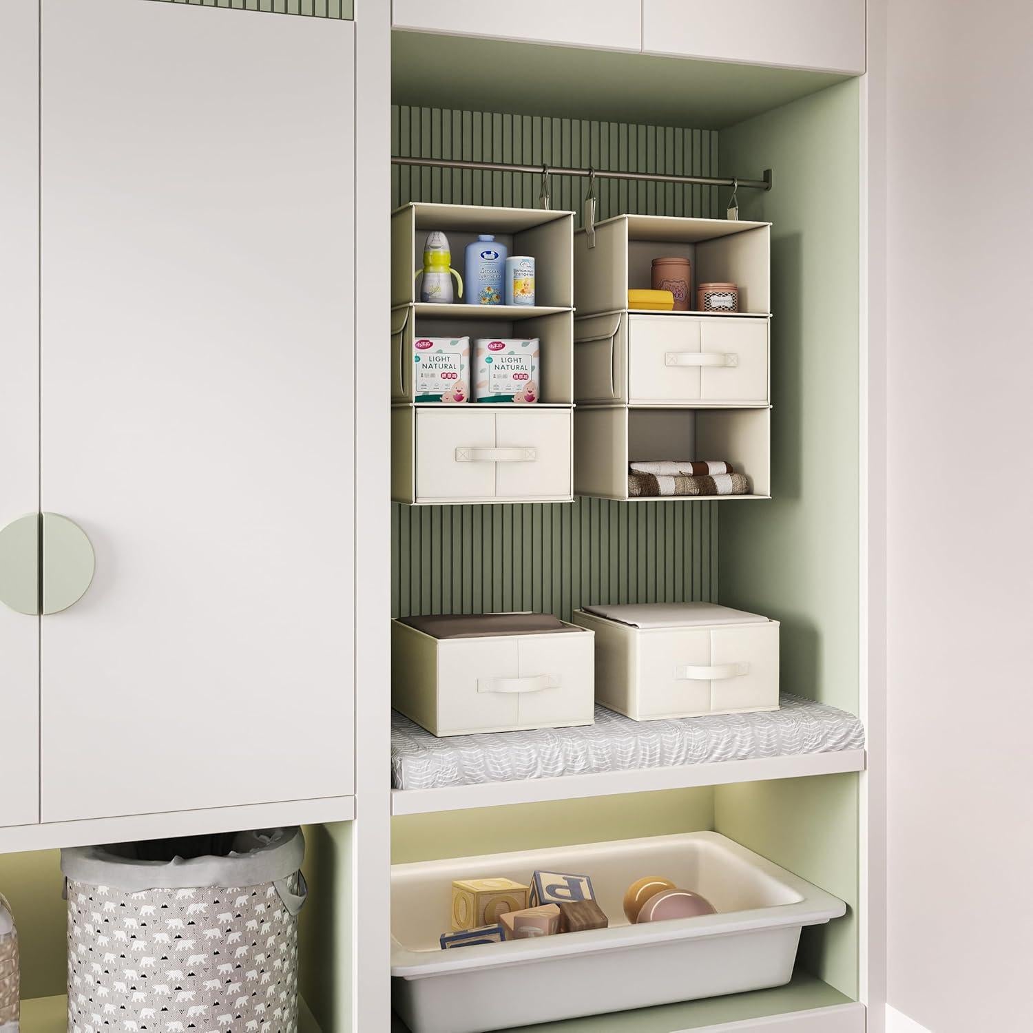 Organizador de Closet Colgante Vailando 3 Estantes Beige - Juego de 2