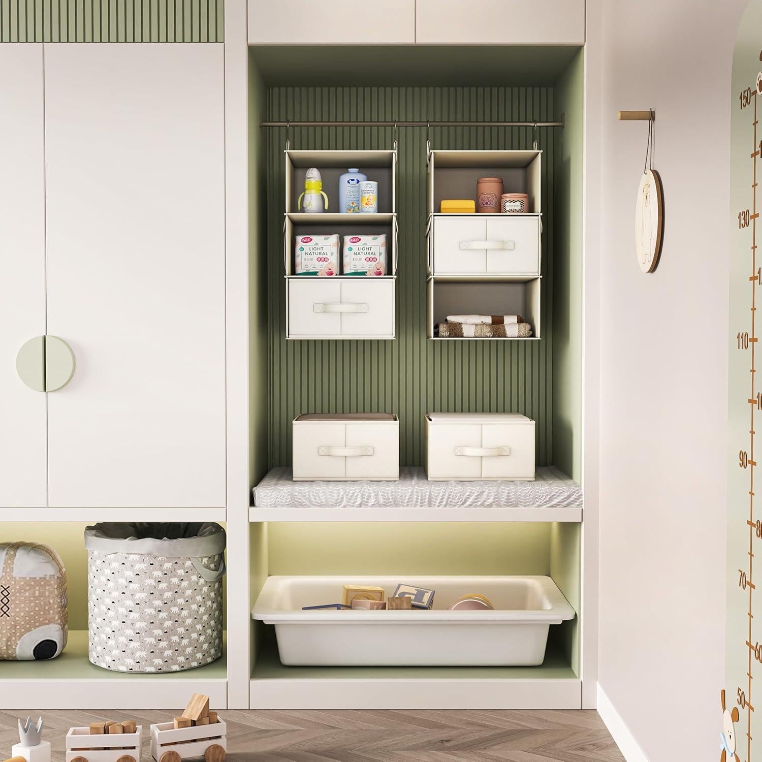 Organizador de Closet Colgante Vailando 3 Estantes Beige - Juego de 2