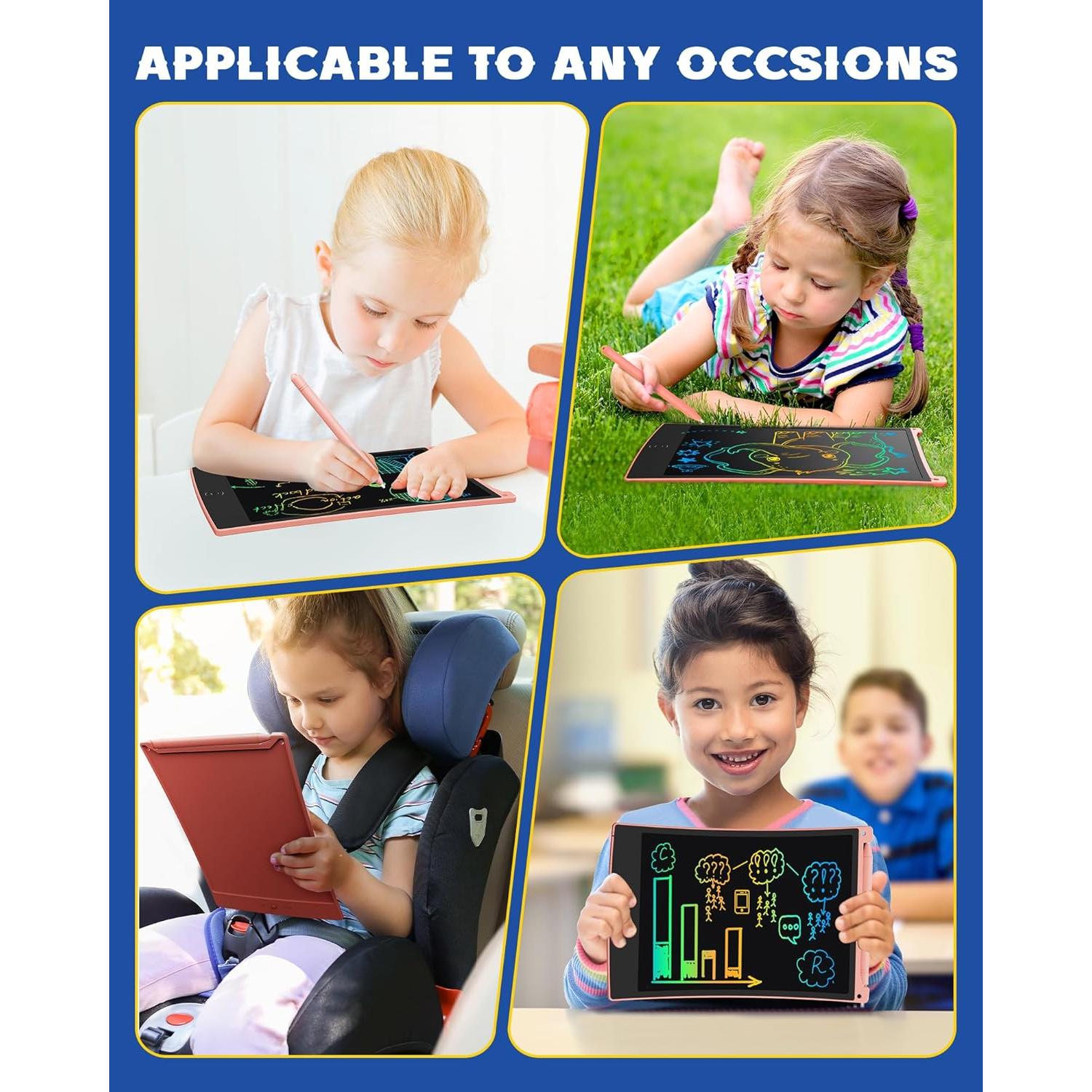 Tableta de Escritura LCD Bravokids 21.6 cm Rosa para Niños