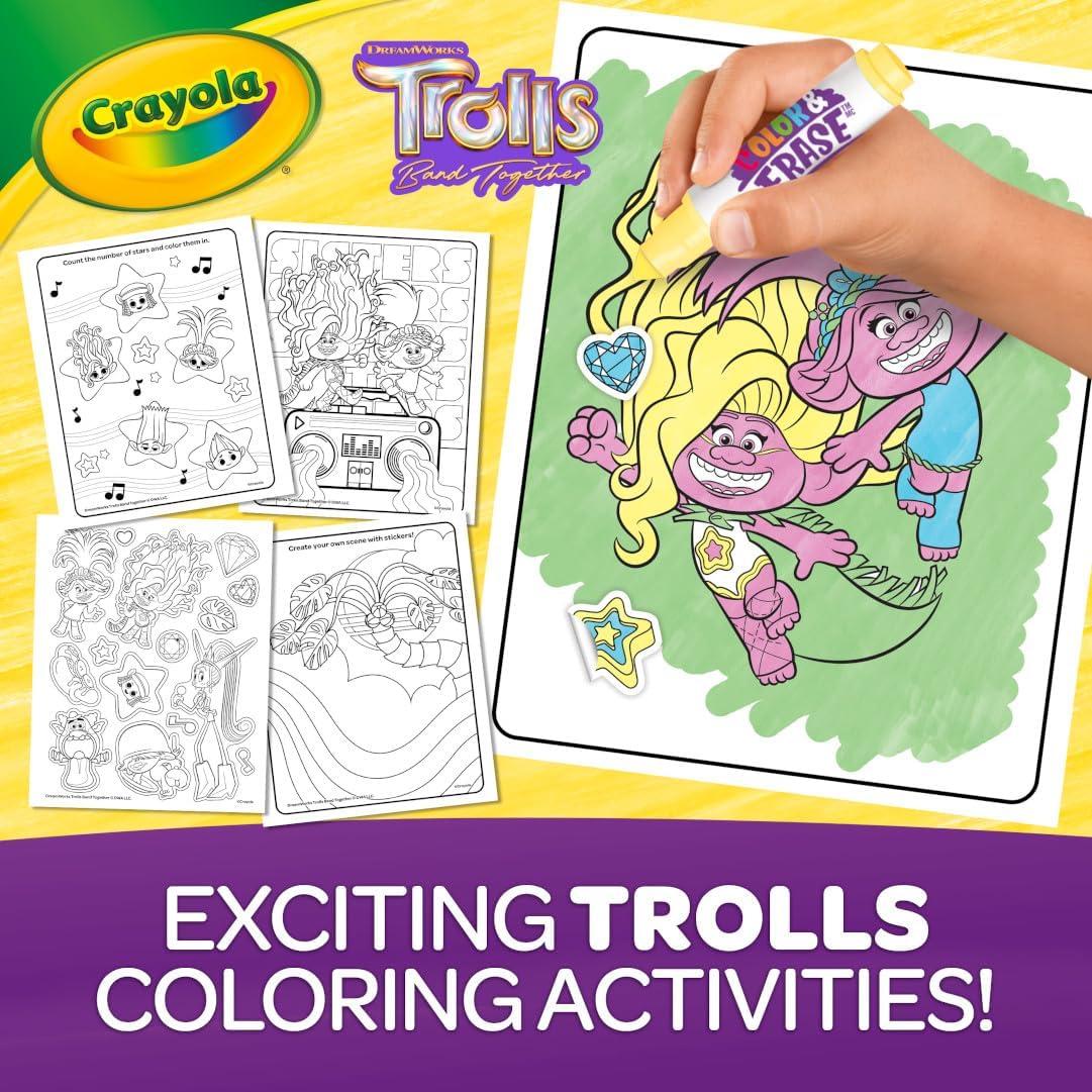 Crayola Almohadilla Color y Borrar Trolls 12 Páginas y Stickers