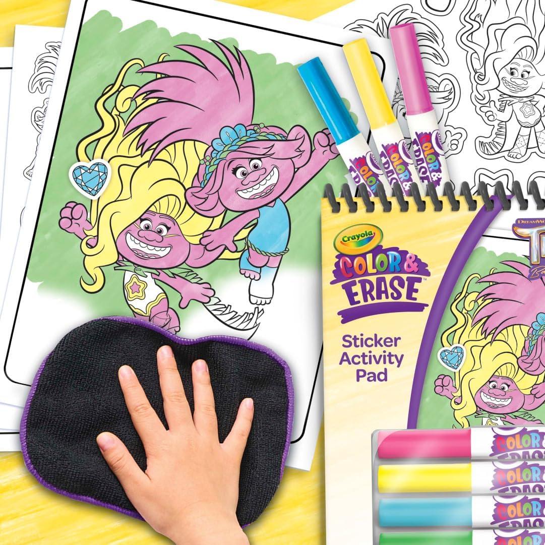 Crayola Almohadilla Color y Borrar Trolls 12 Páginas y Stickers