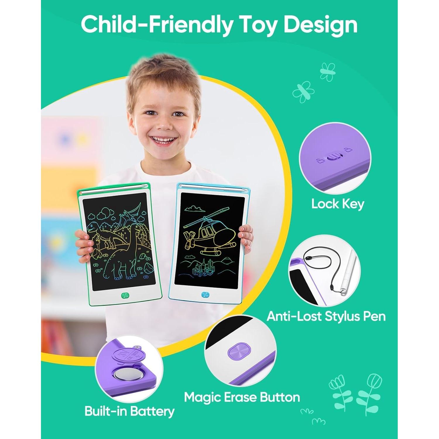 Paquete de 4 Tabletas de Escritura LCD Magic Jimmy 8.5" Coloridas