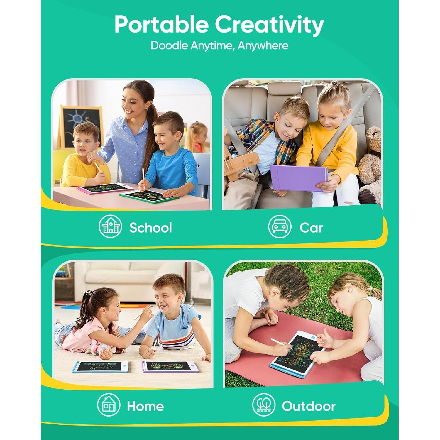 Paquete de 4 Tabletas de Escritura LCD Magic Jimmy 8.5" Coloridas