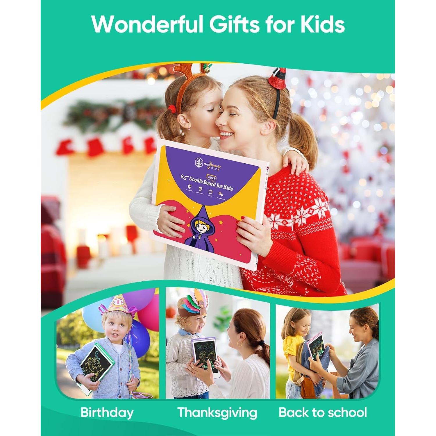 Paquete de 4 Tabletas de Escritura LCD Magic Jimmy 8.5" Coloridas