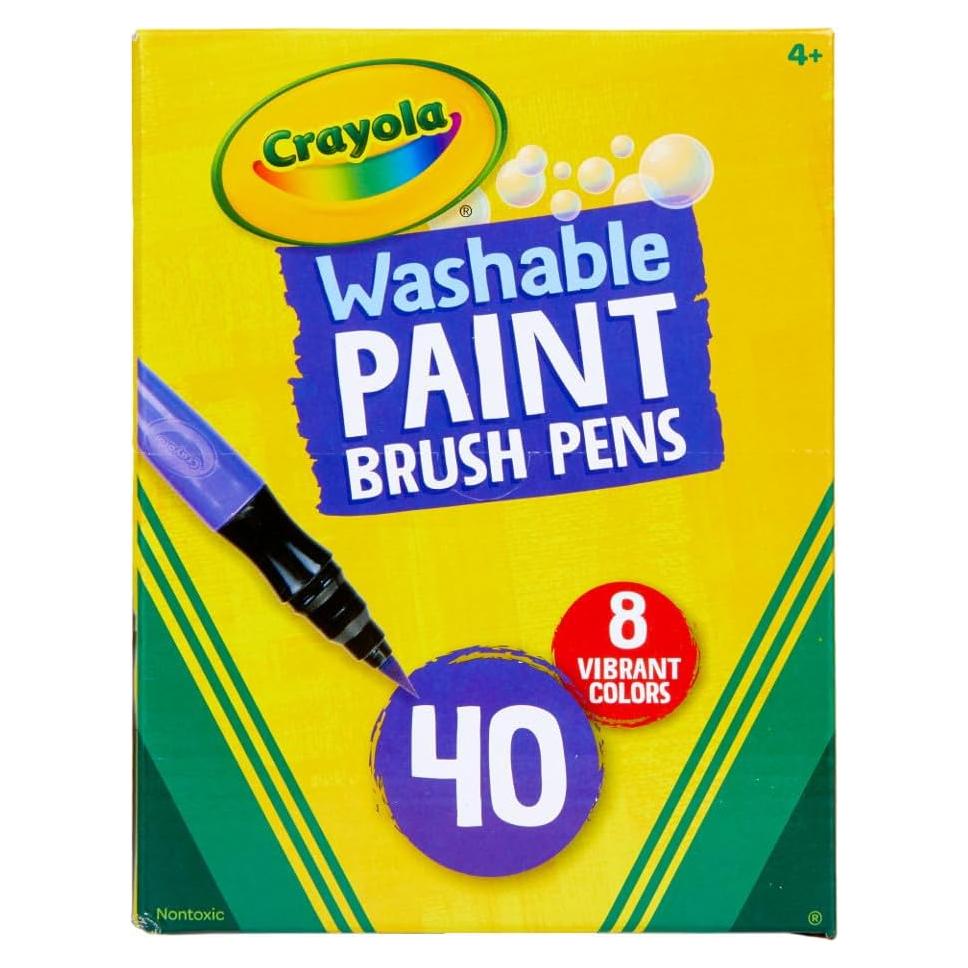 Pinceles de Pintura Crayola No Goteo, Set de 40 Colores Lavables