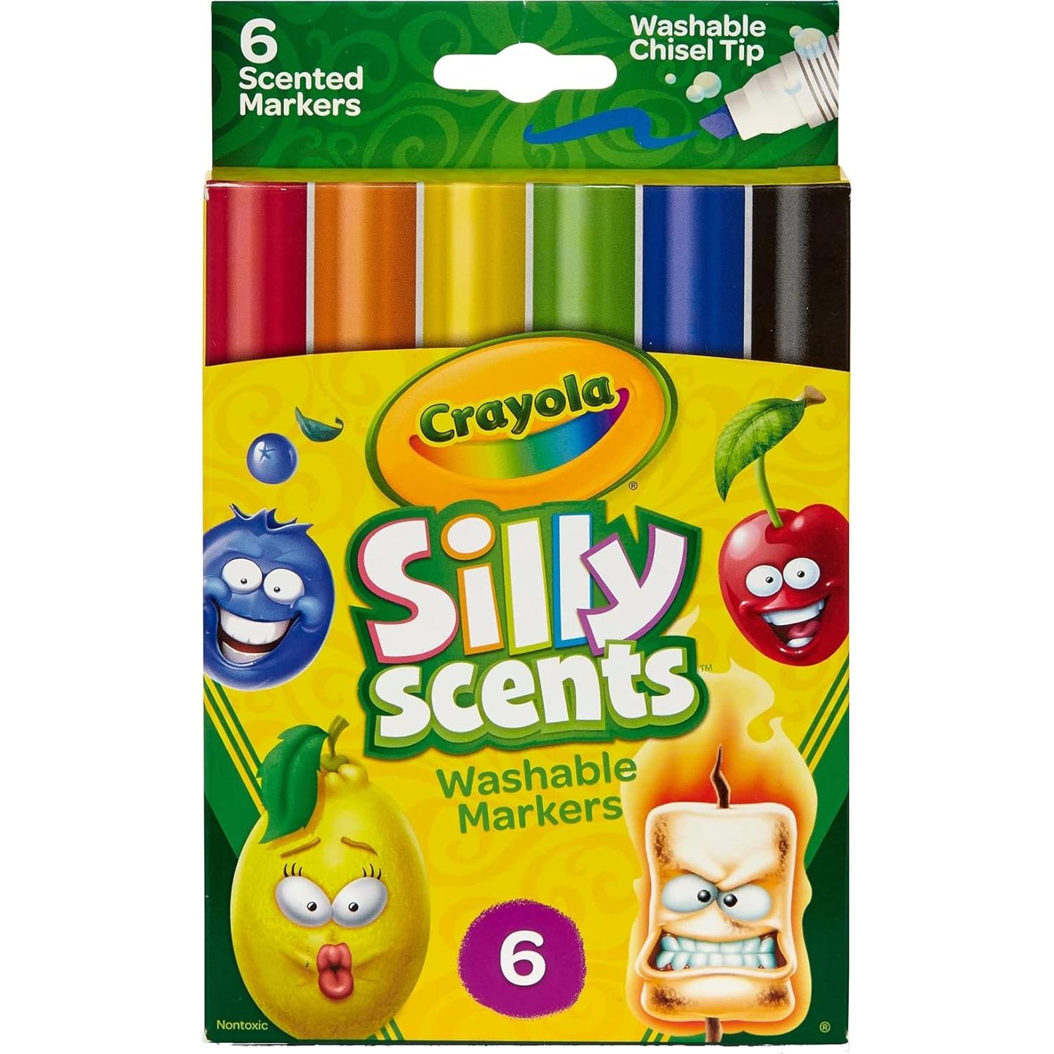 Crayola Silly Scents Scented Markers, Washable, 6Count