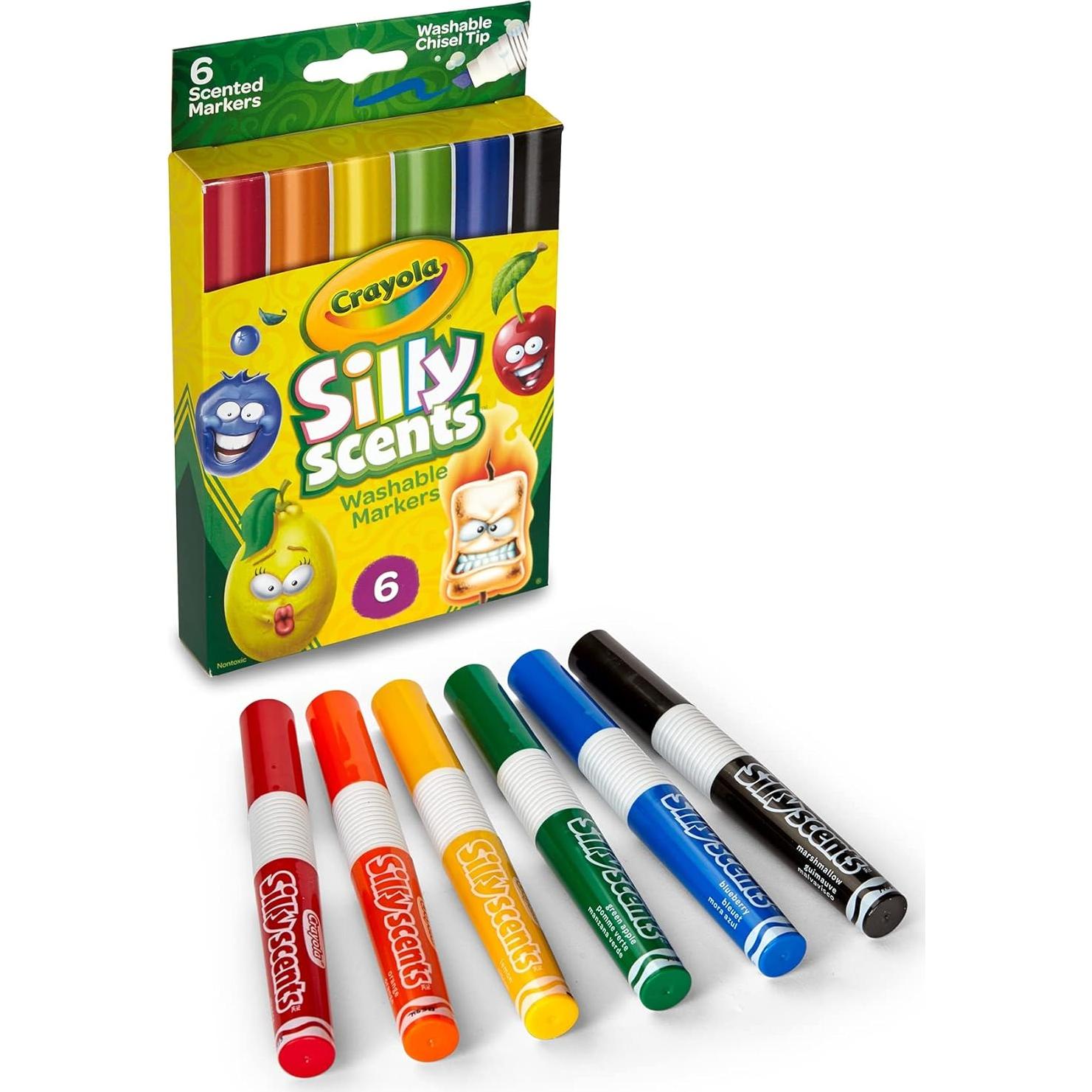 Crayola Silly Scents Scented Markers, Washable, 6Count