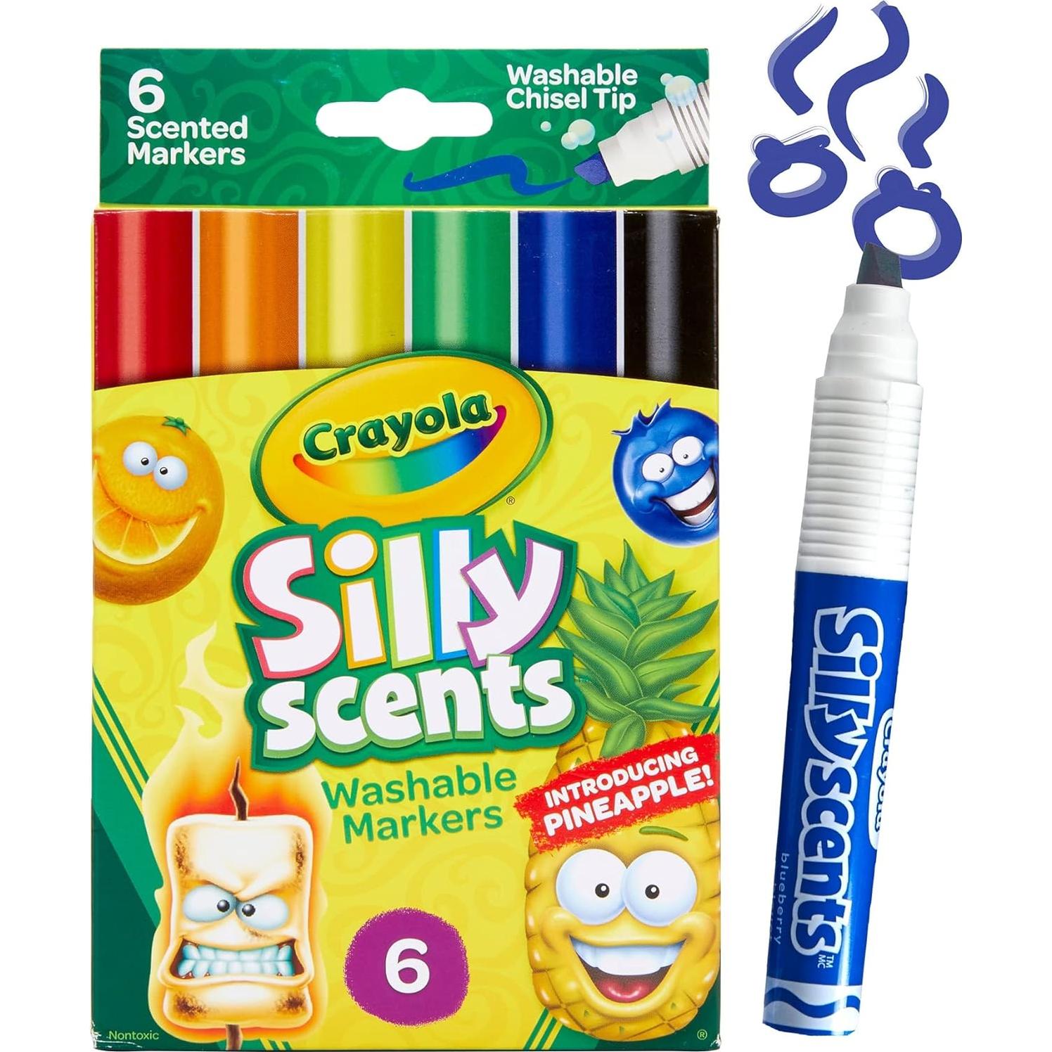 Crayola Silly Scents Scented Markers, Washable, 6Count