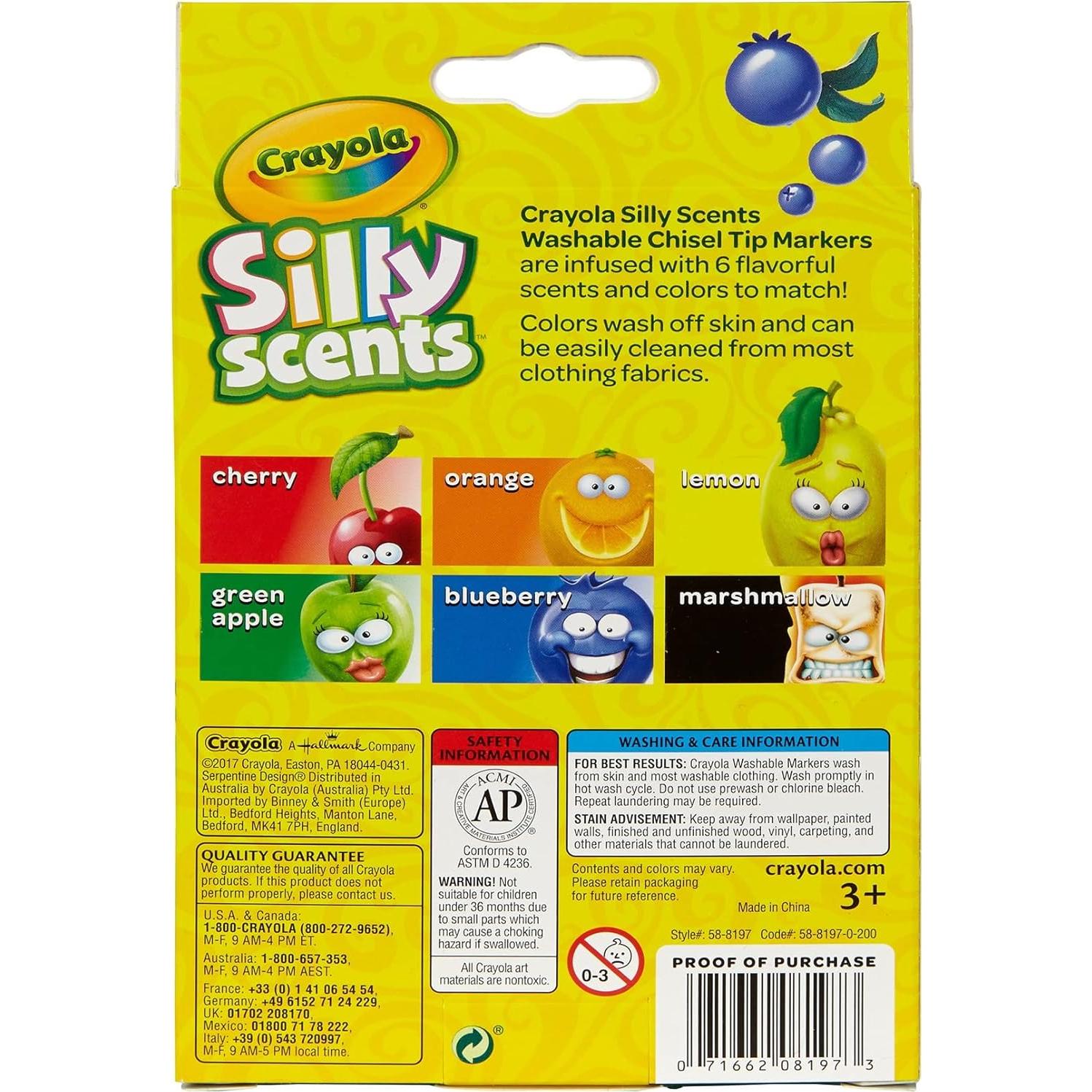 Crayola Silly Scents Scented Markers, Washable, 6Count