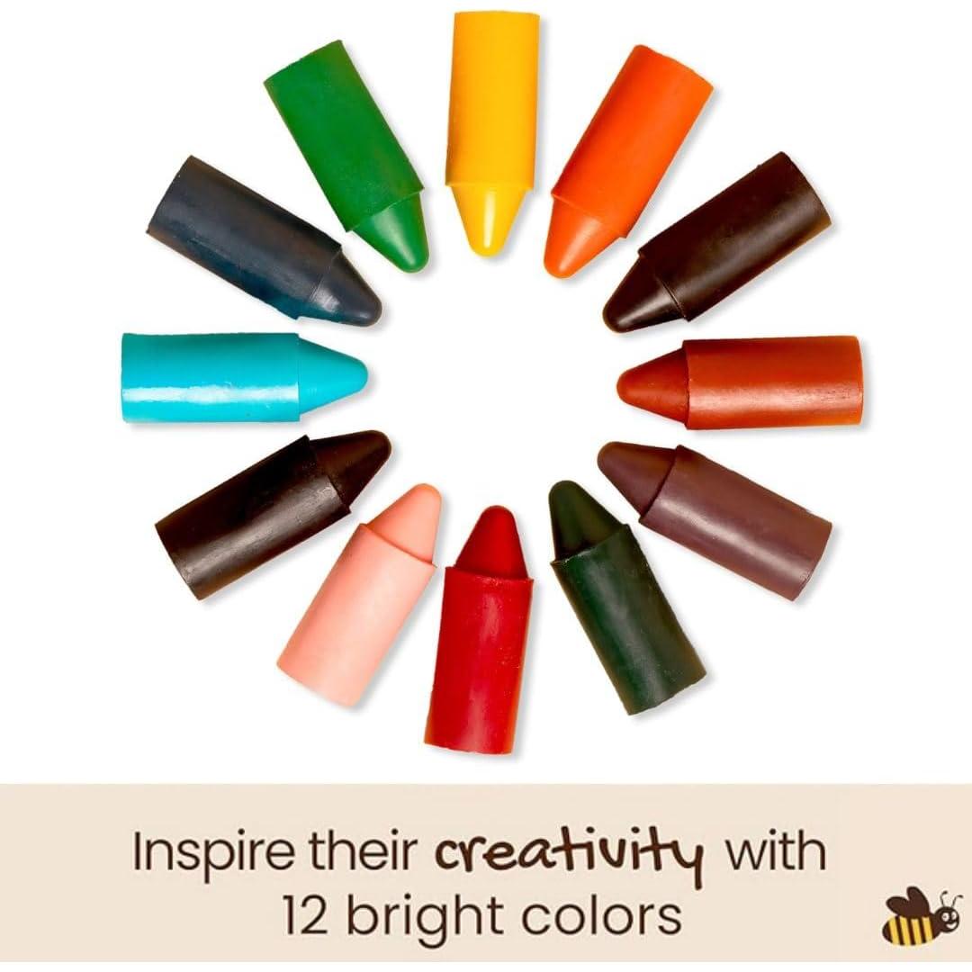 Crayones de Cera de Abeja Honeysticks 12 Colores No Tóxicos