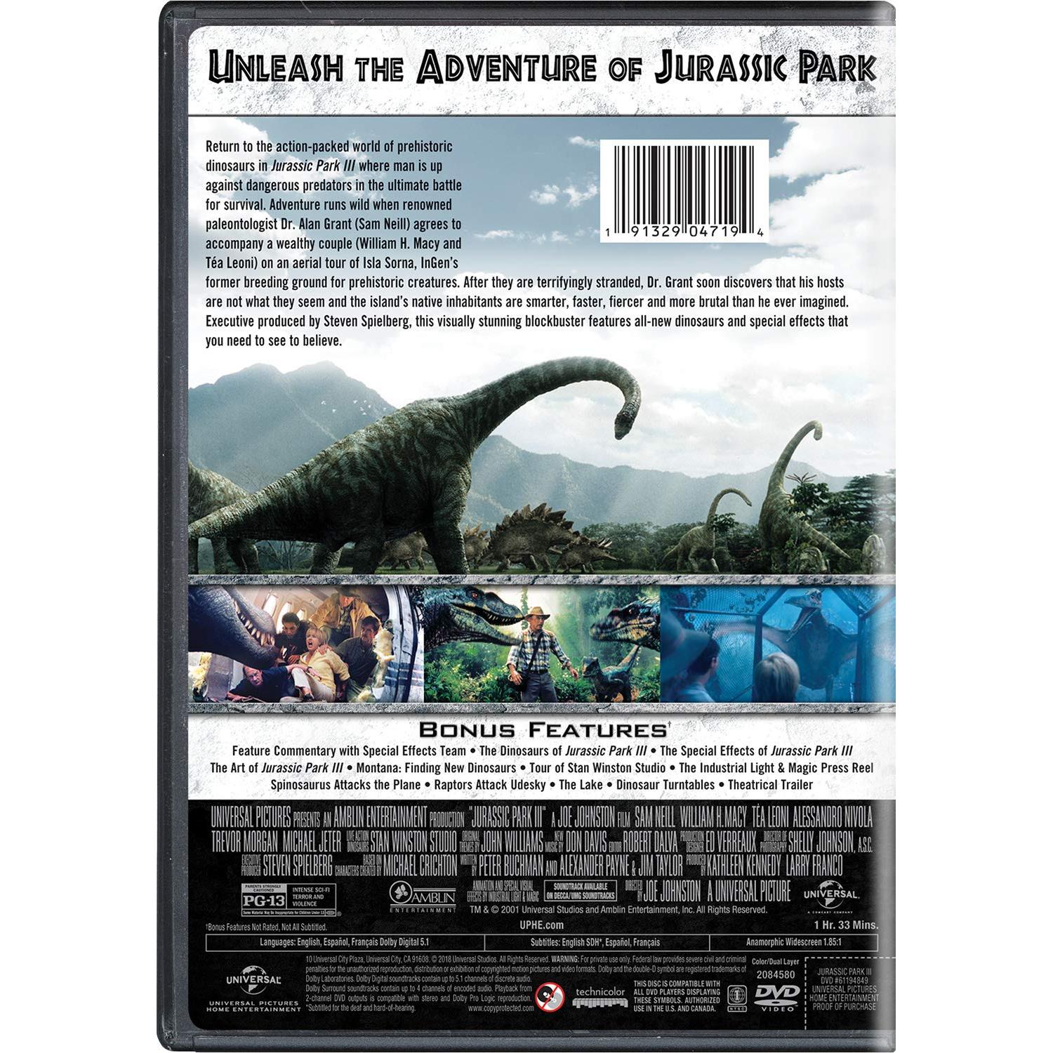 Jurassic Park III - DVD Universal Pictures - 1h 33min - PG-13