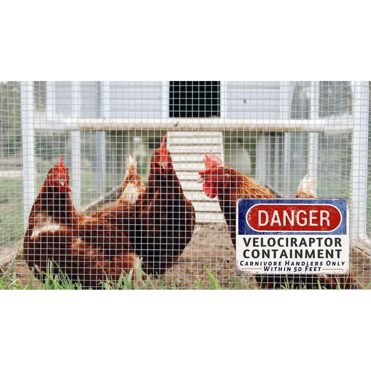 Cartel de Advertencia Velociraptor Peligroso WXSW 30x20 cm