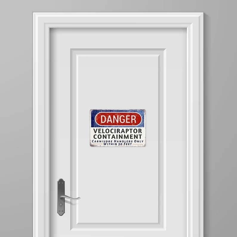 Cartel de Advertencia Velociraptor Peligroso WXSW 30x20 cm