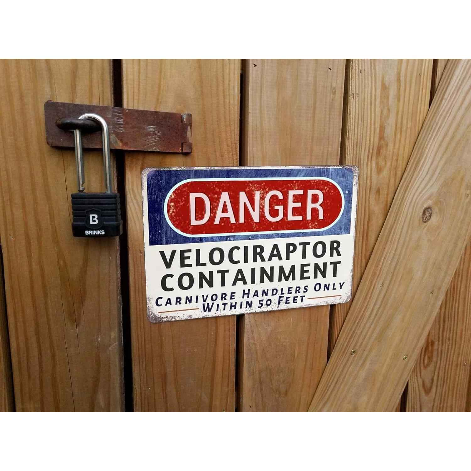 Cartel de Advertencia Velociraptor Peligroso WXSW 30x20 cm