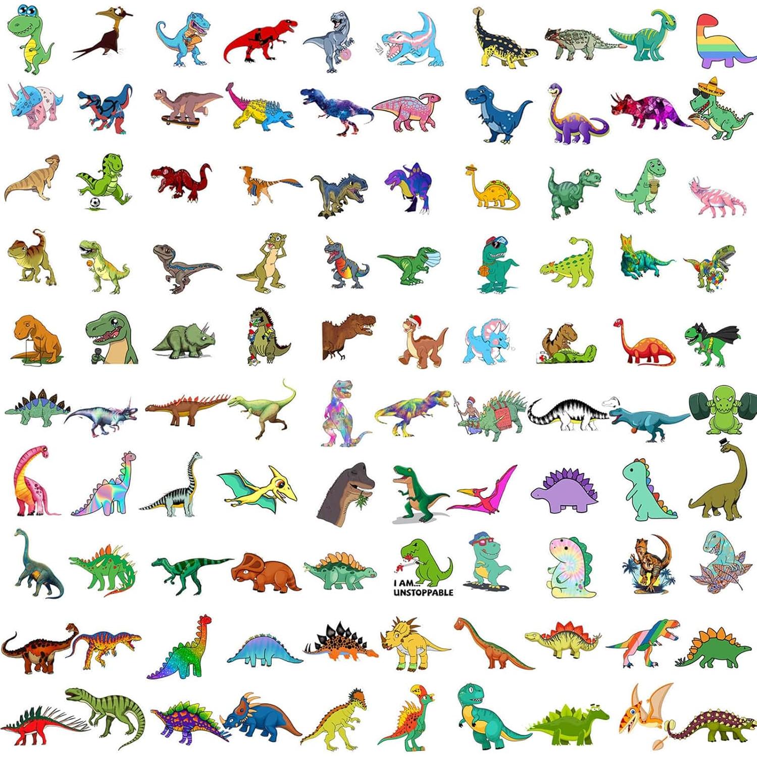 100 Pegatinas de Dinosaurios Hebraeos Impermeables para Niños