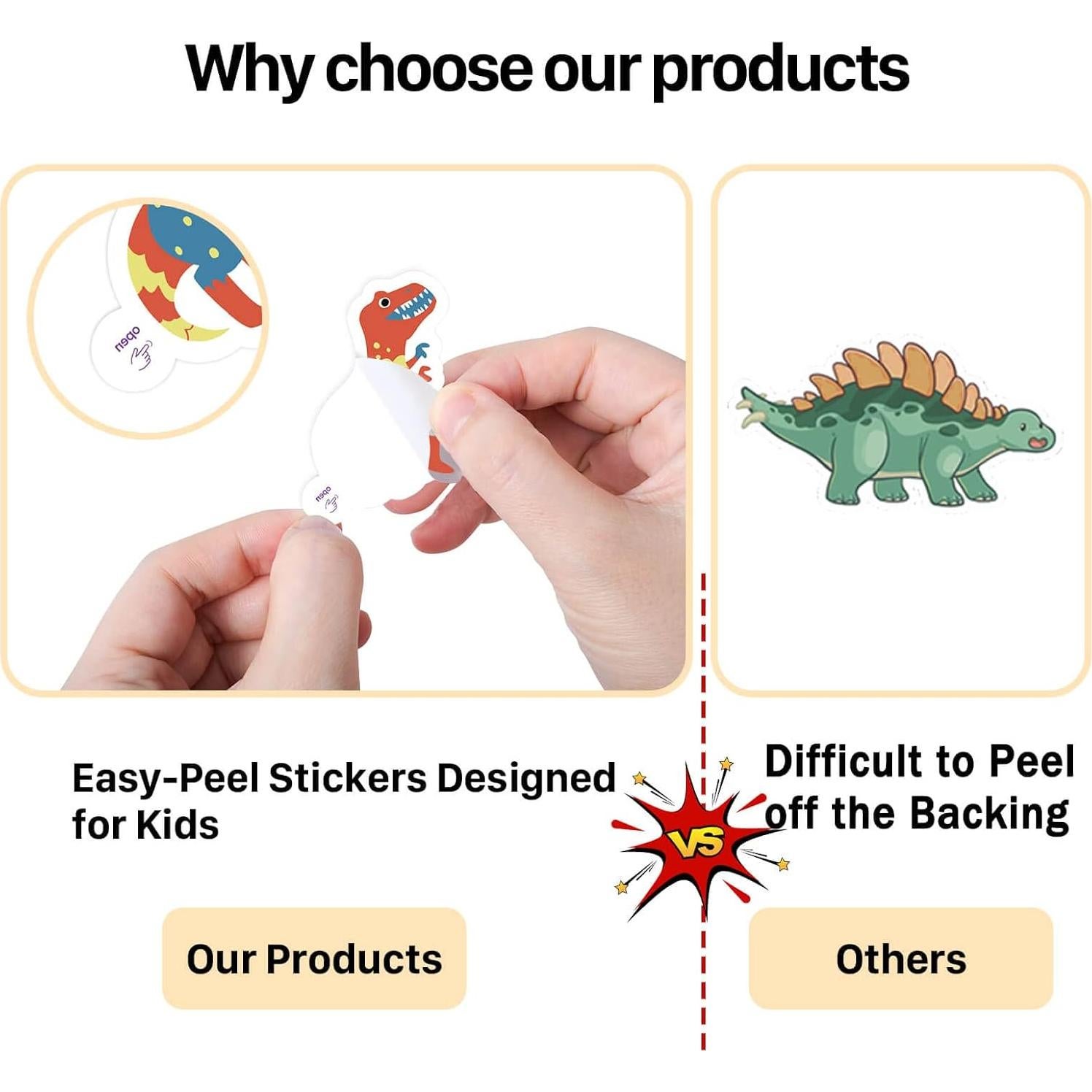 100 Pegatinas de Dinosaurios Hebraeos Impermeables para Niños