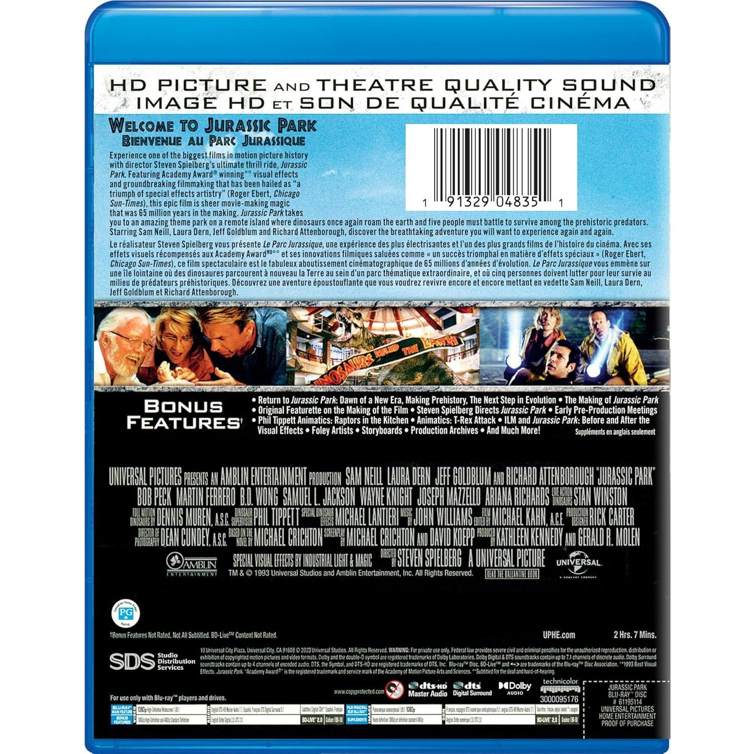 Película Parque Jurásico Blu-ray Universal 2h07m