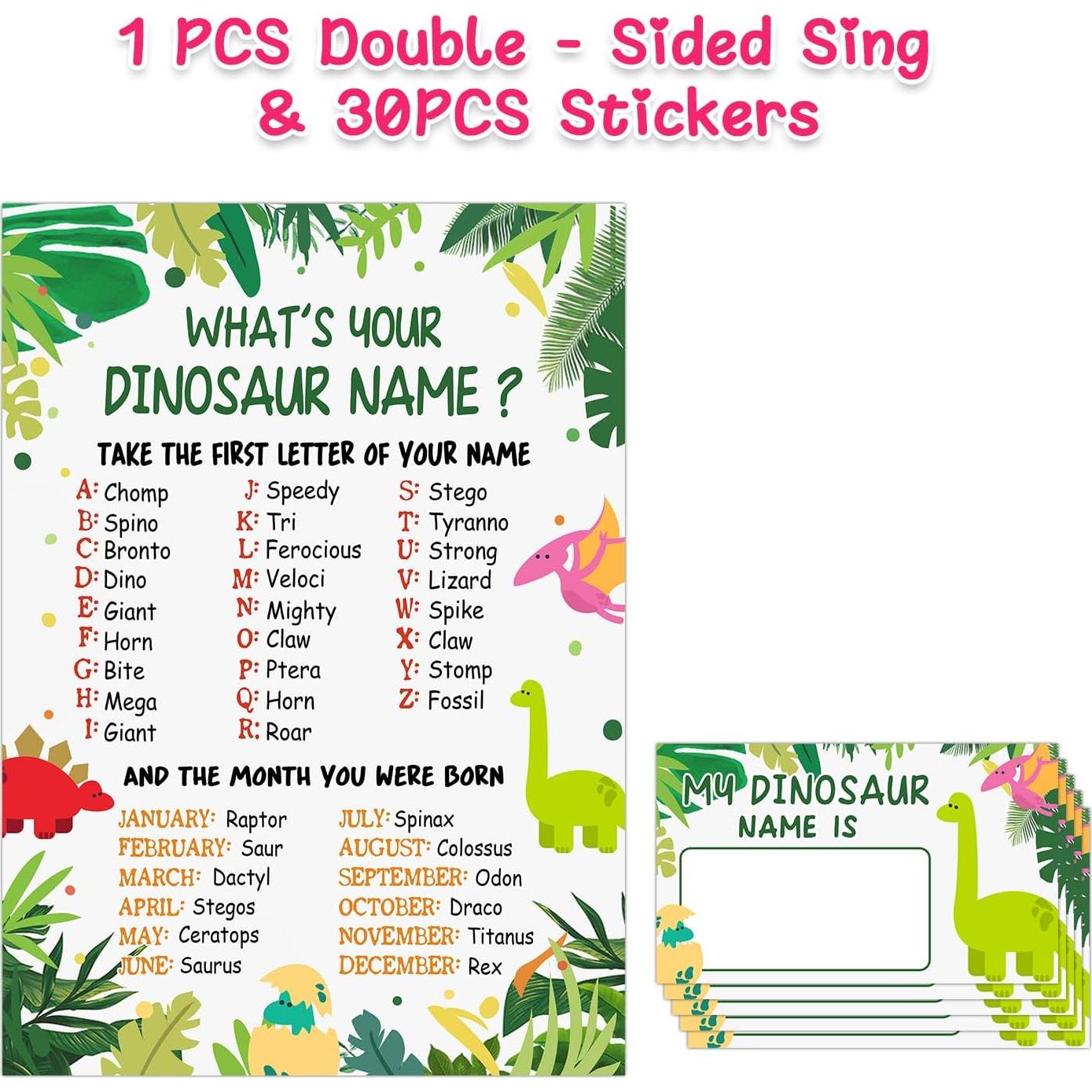 Juego de Nombres de Dinosaurios ALodr con 30 Tarjetas y Cartel