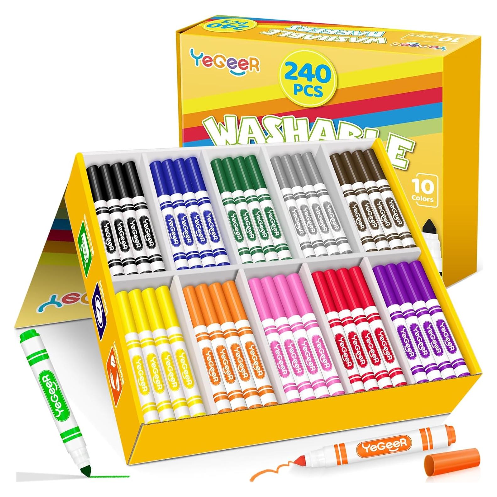 Marcadores Lavables YEGEER 240 Pzs 10 Colores Variados