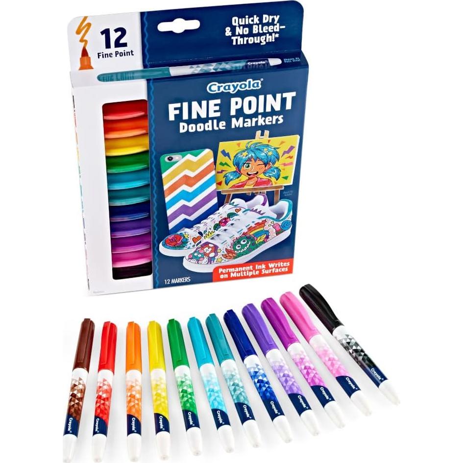 Marcadores Crayola Punta Fina 12 Colores Sin Sangrado
