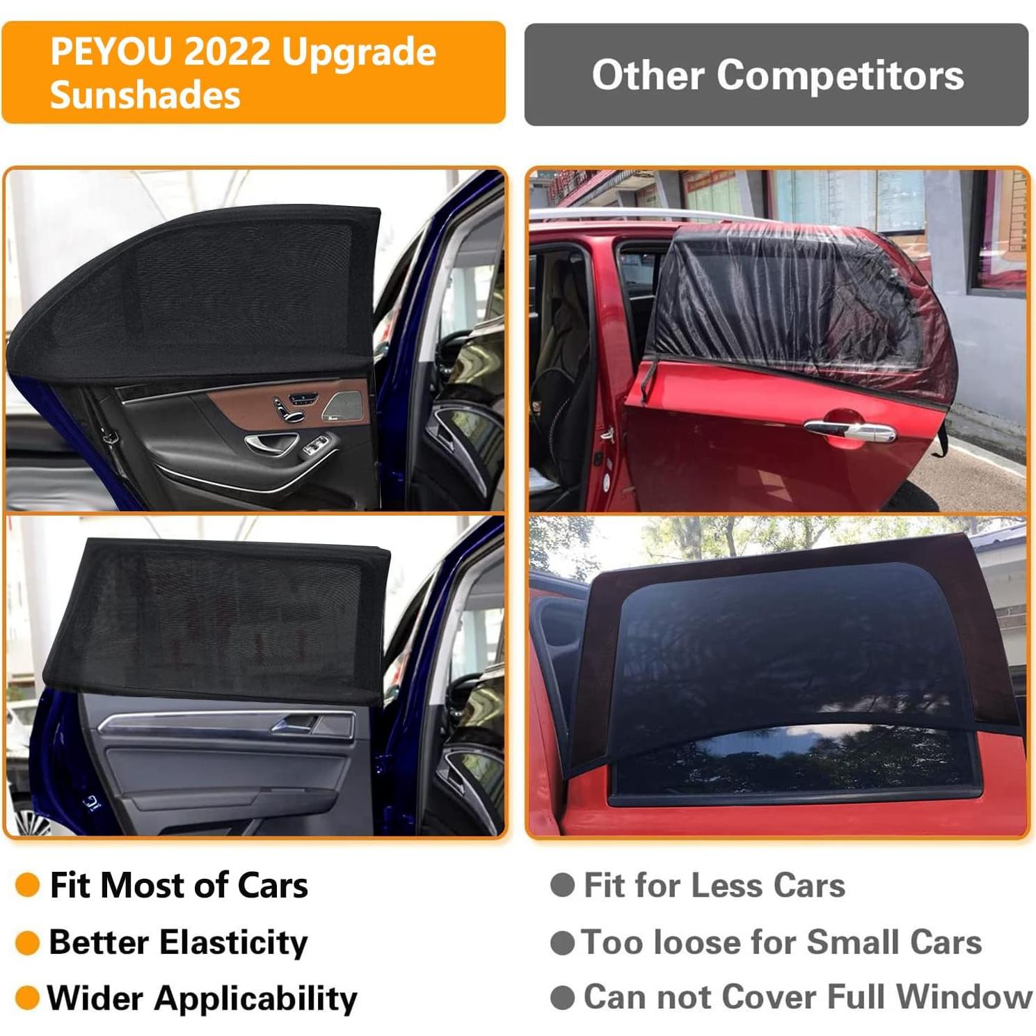 Cortinas de Ventana para Auto PEYOU 2 Piezas UV Transpirables