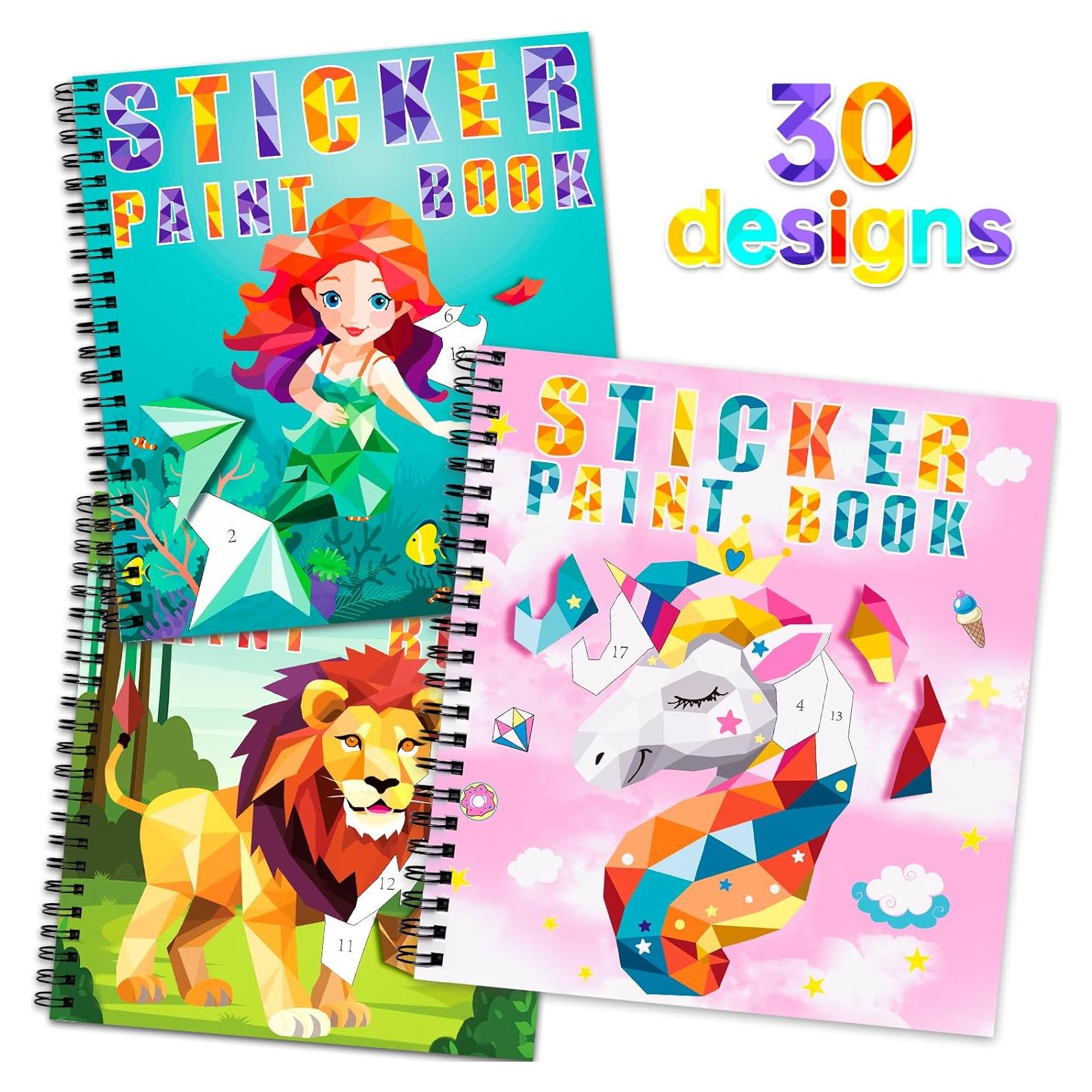 Homicozy 3 Libros de Pintura con Stickers para Niñas 4-10 Años
