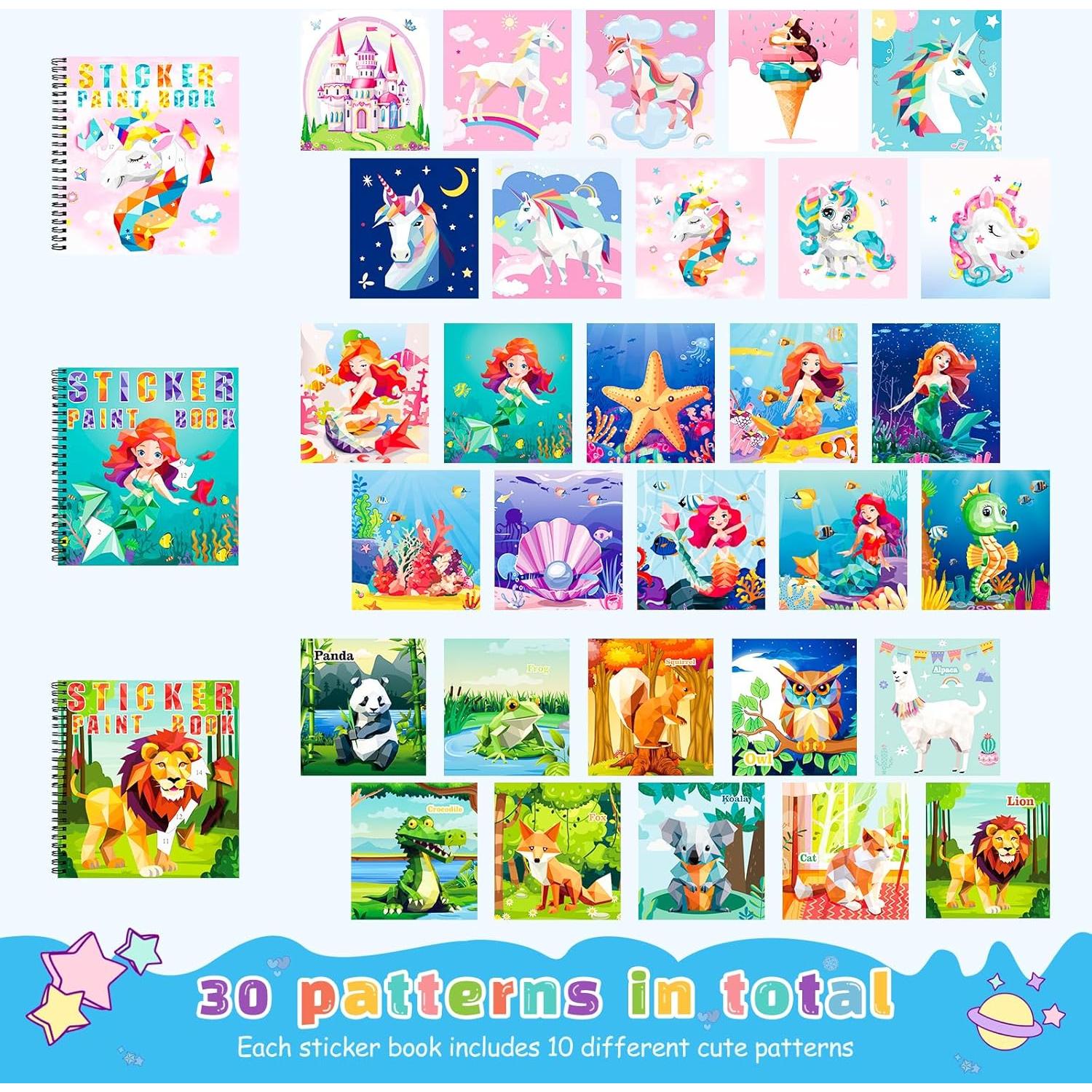 Homicozy 3 Libros de Pintura con Stickers para Niñas 4-10 Años
