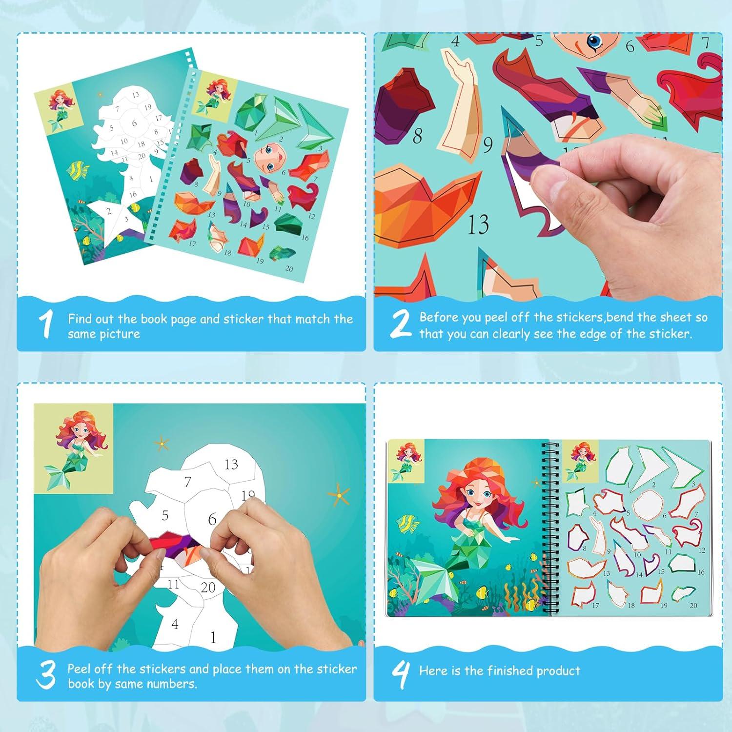 Homicozy 3 Libros de Pintura con Stickers para Niñas 4-10 Años