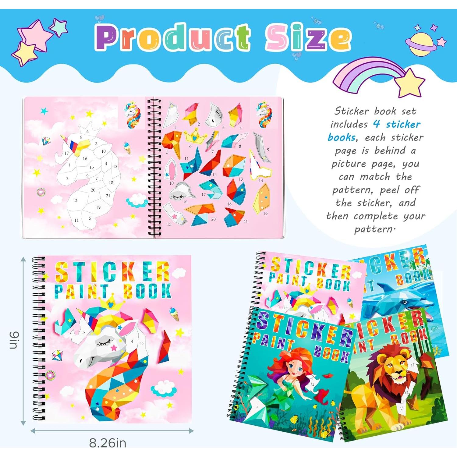 Libro de Pintura con Stickers Homicozy 4 Piezas Niñas