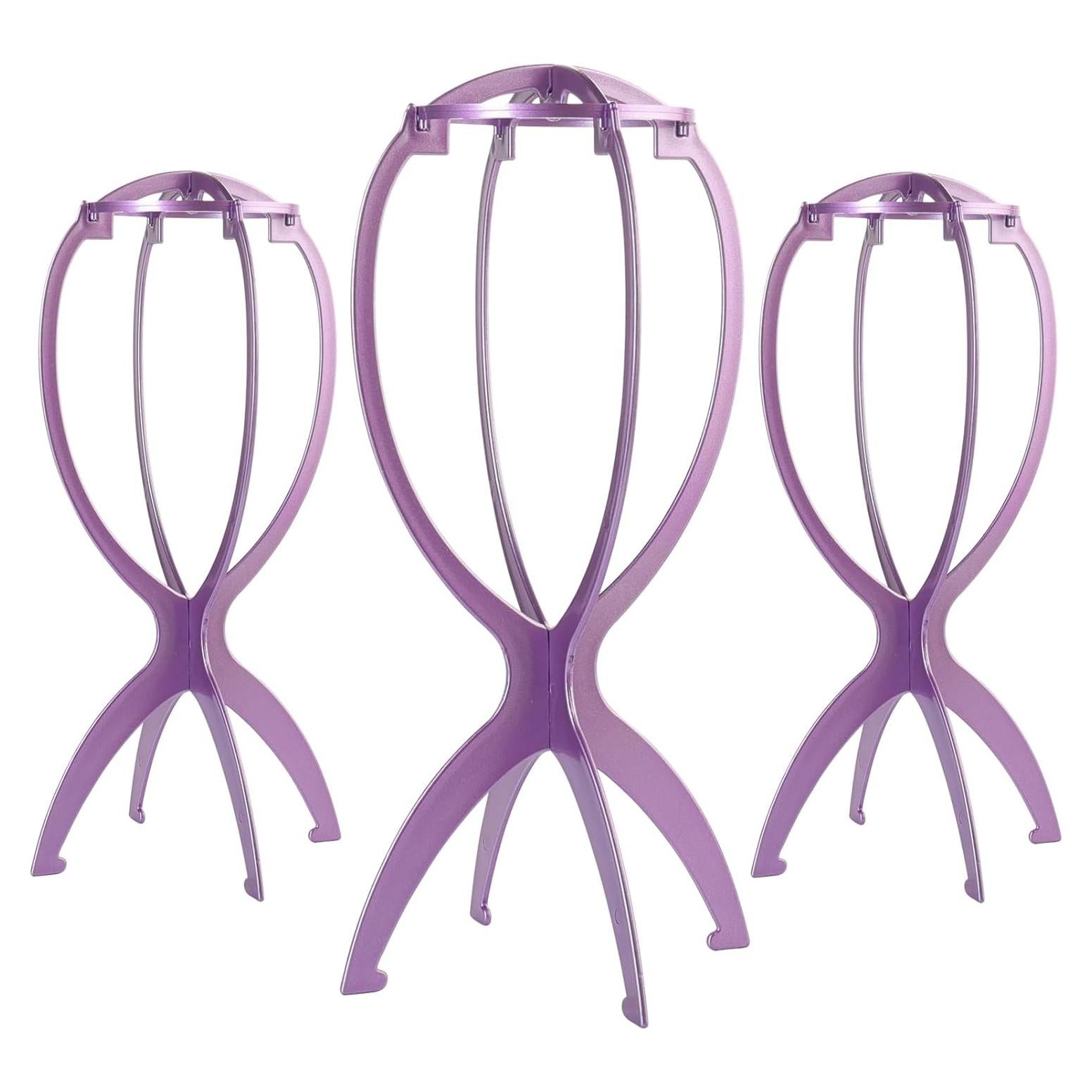 Soporte para Pelucas Dreamlover Plegable Morado - Paquete de 3
