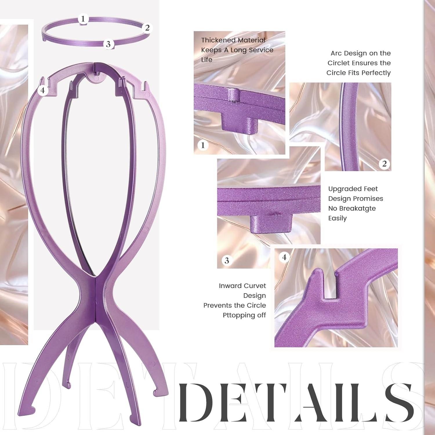 Soporte para Pelucas Dreamlover Plegable Morado - Paquete de 3