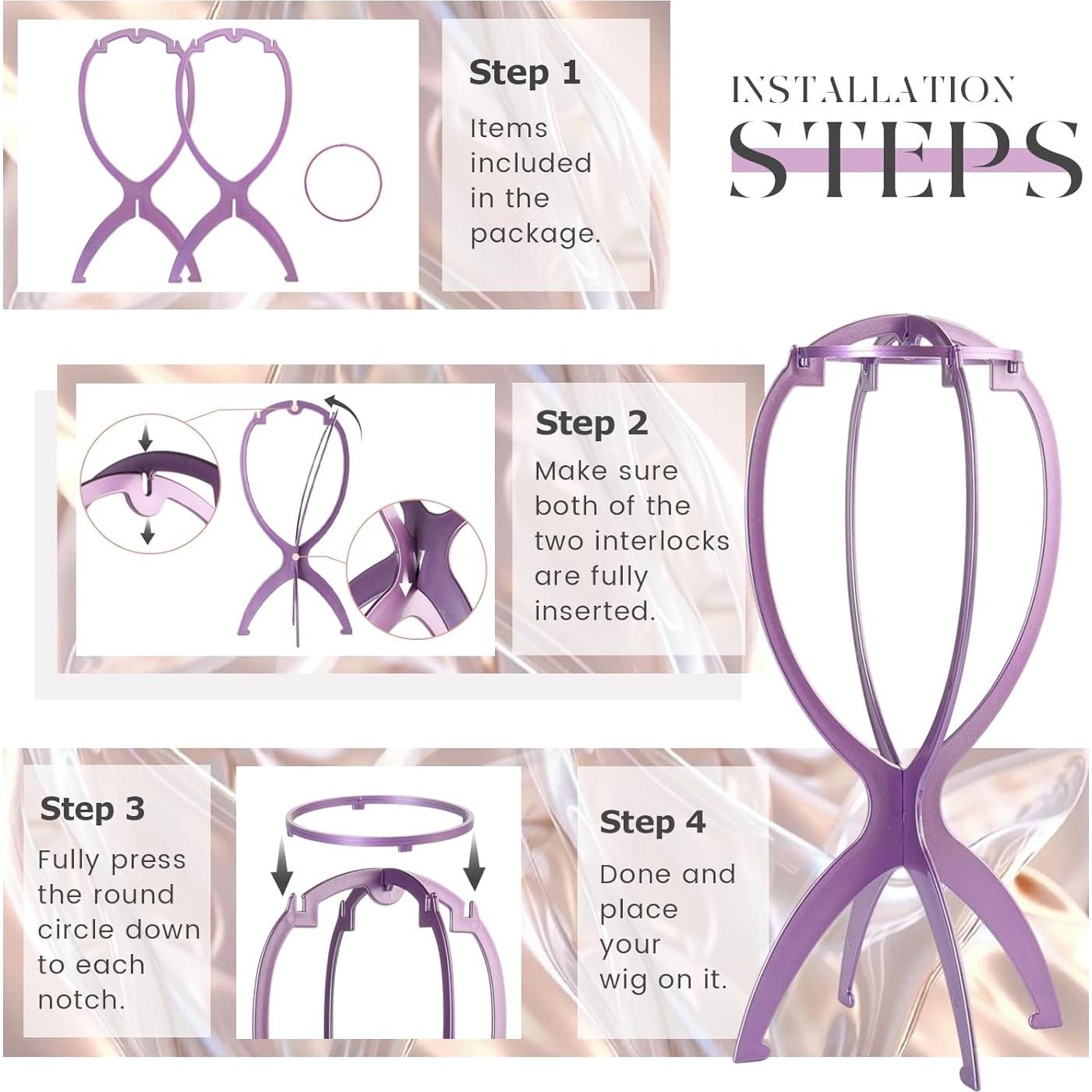 Soporte para Pelucas Dreamlover Plegable Morado - Paquete de 3