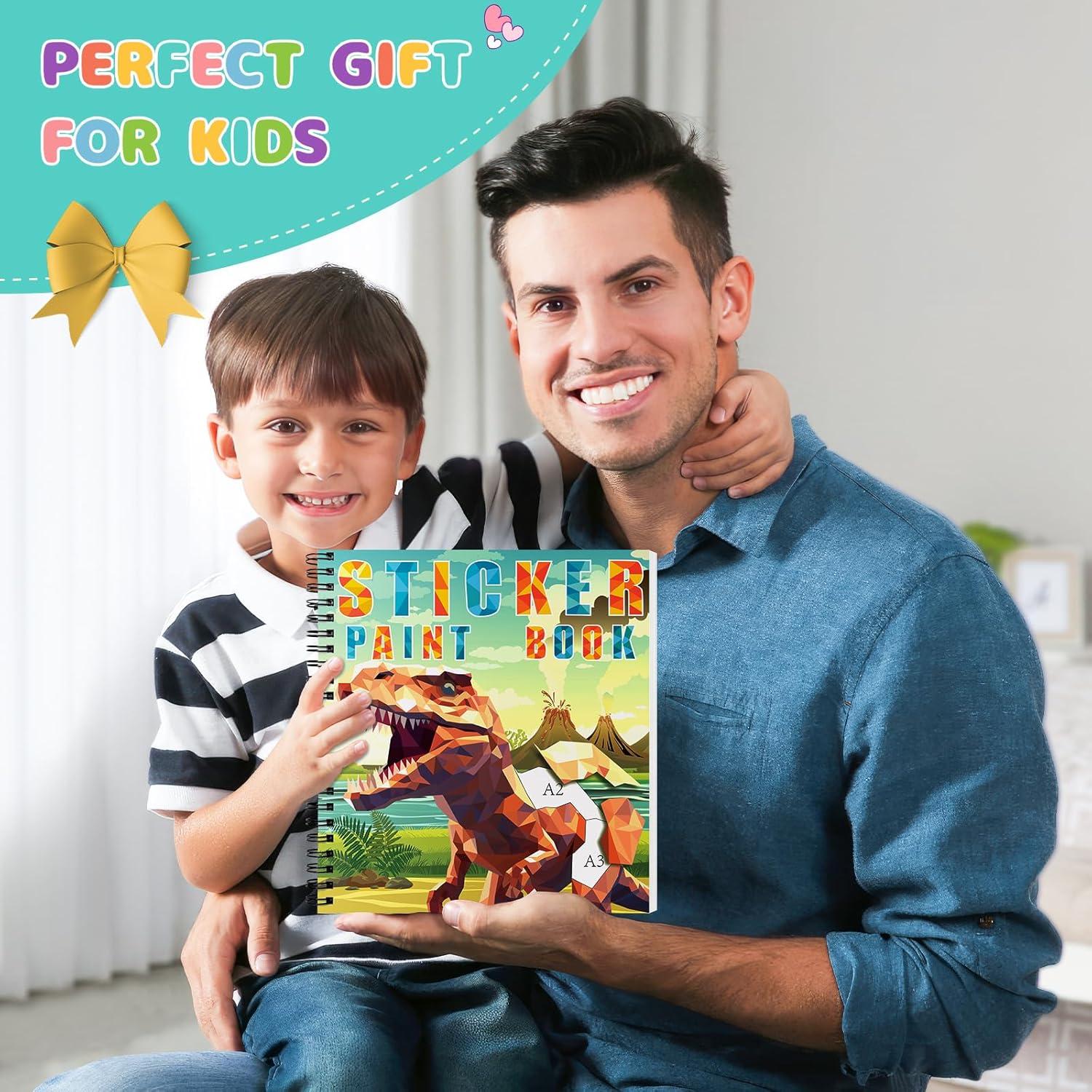 Libro de Pintura con Stickers Homicozy 3PCS Dinosaurios y Más