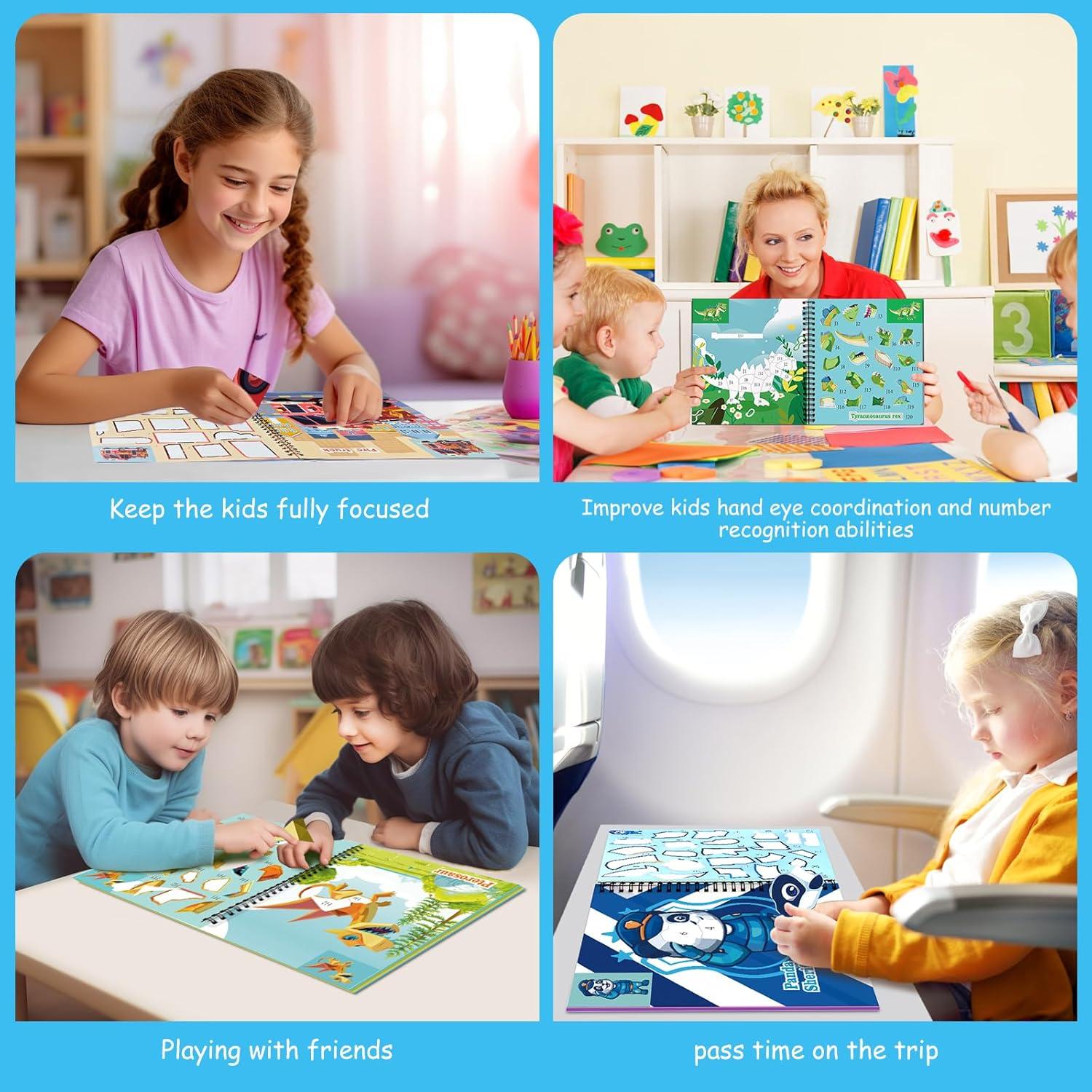 Libro de Pintura con Stickers Homicozy 3PCS Dinosaurios y Más