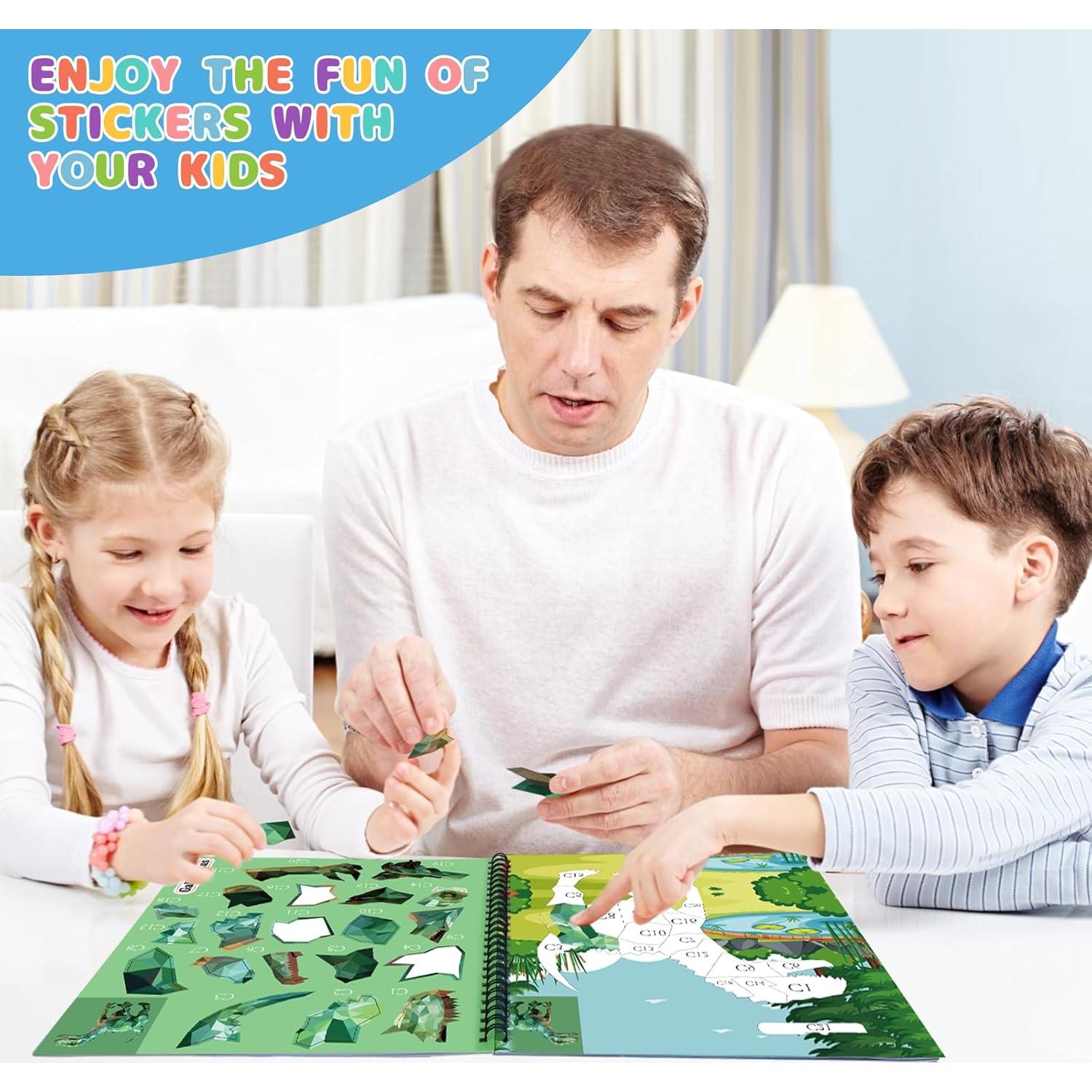 Libro de Pintura con Stickers Homicozy 3PCS Dinosaurios y Más