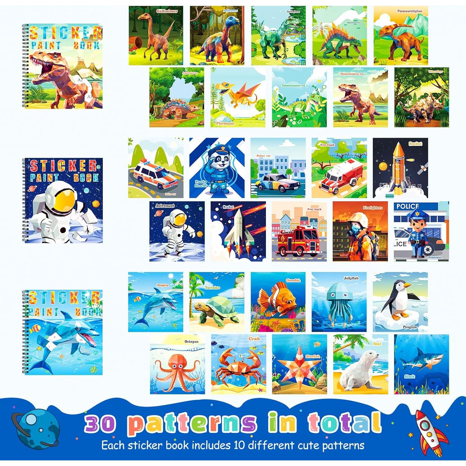 Libro de Pintura con Stickers Homicozy 4 Piezas Dinosaurios