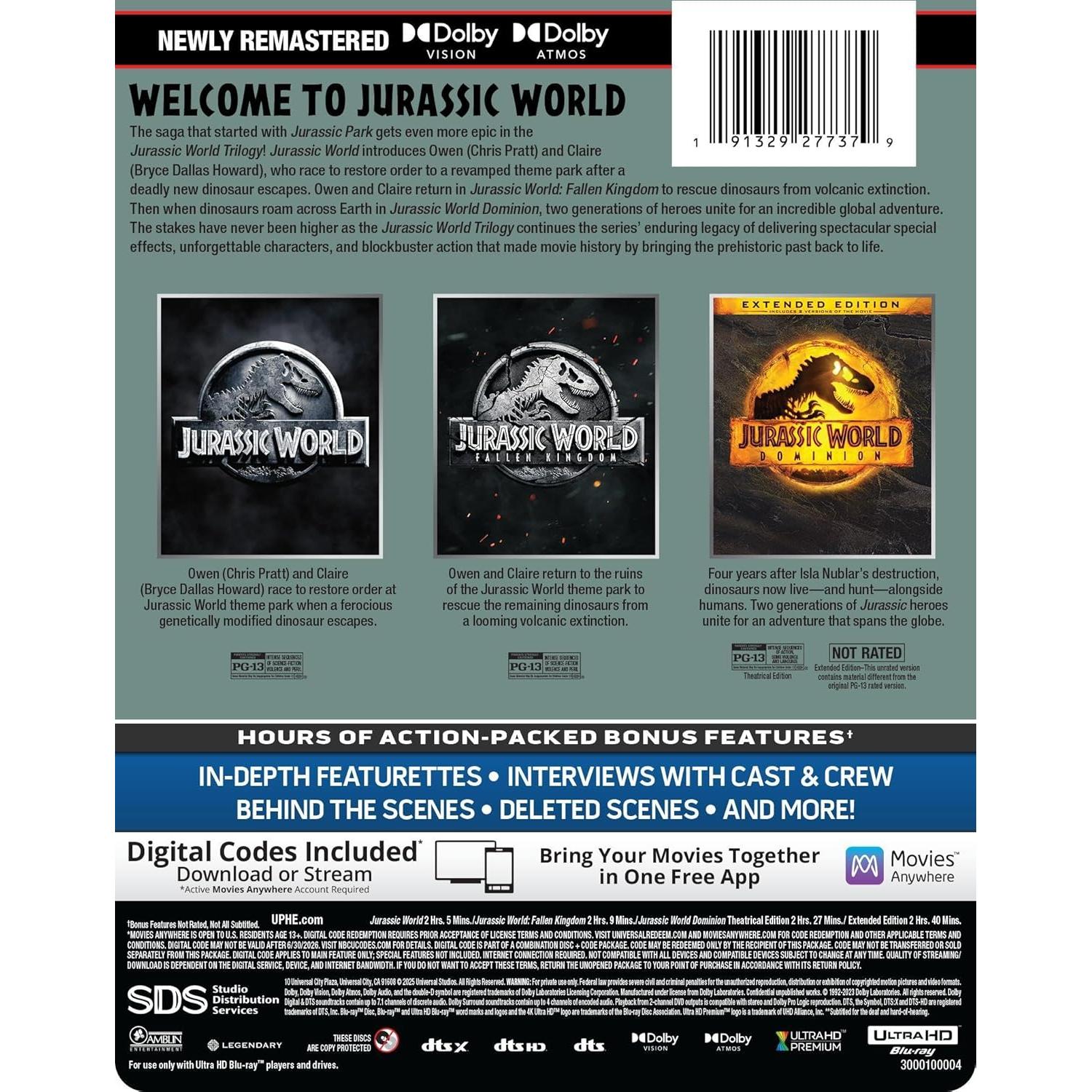 Trilogía Jurassic World 4K Ultra HD Steelbook - Edición Limitada