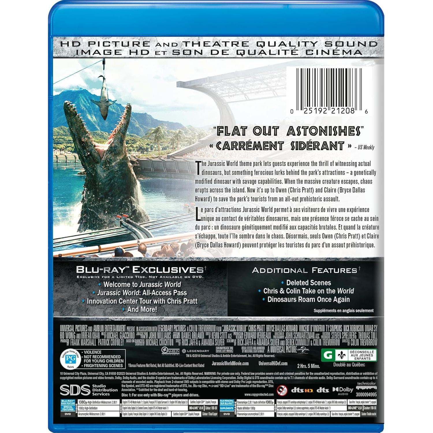 Jurassic World Blu-ray + DVD - Chris Pratt - 2 Discos