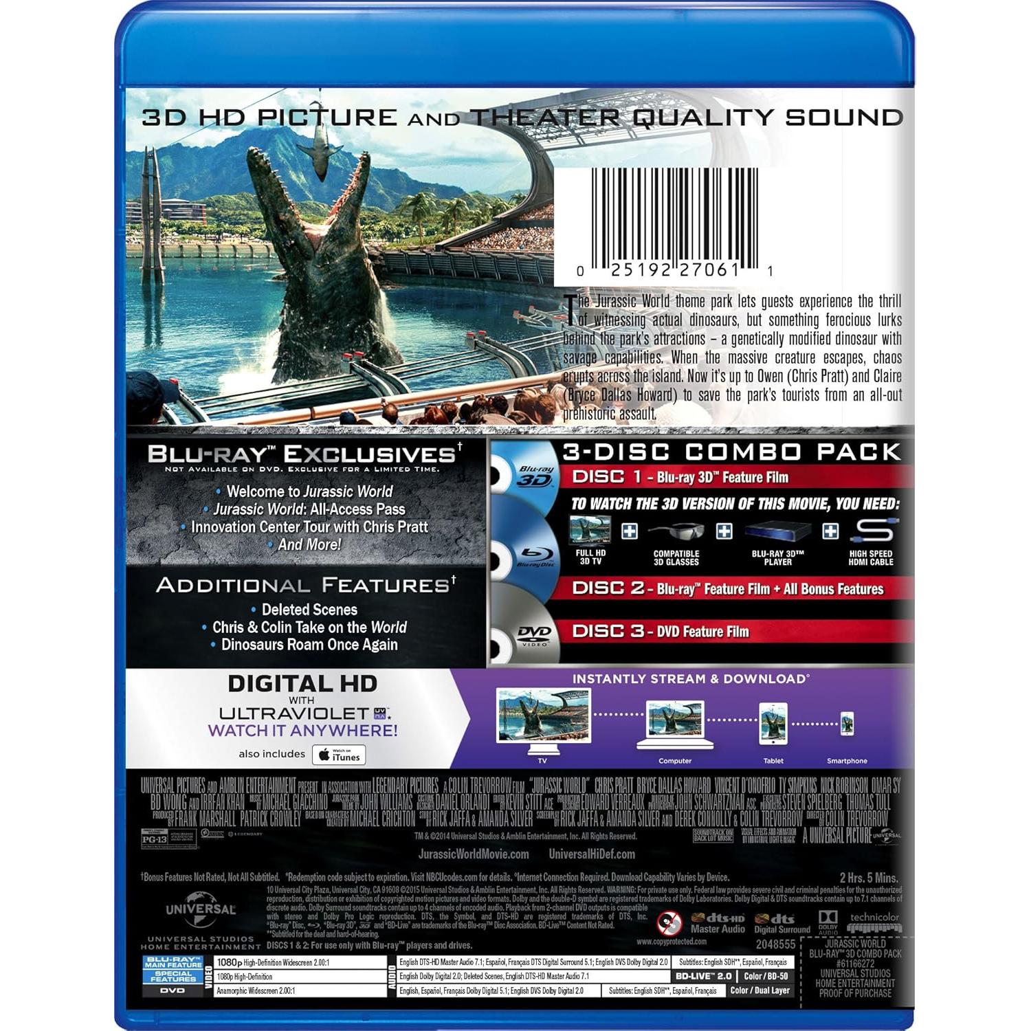 Jurassic World Blu-ray 3D - Universal Pictures - 2h 5min
